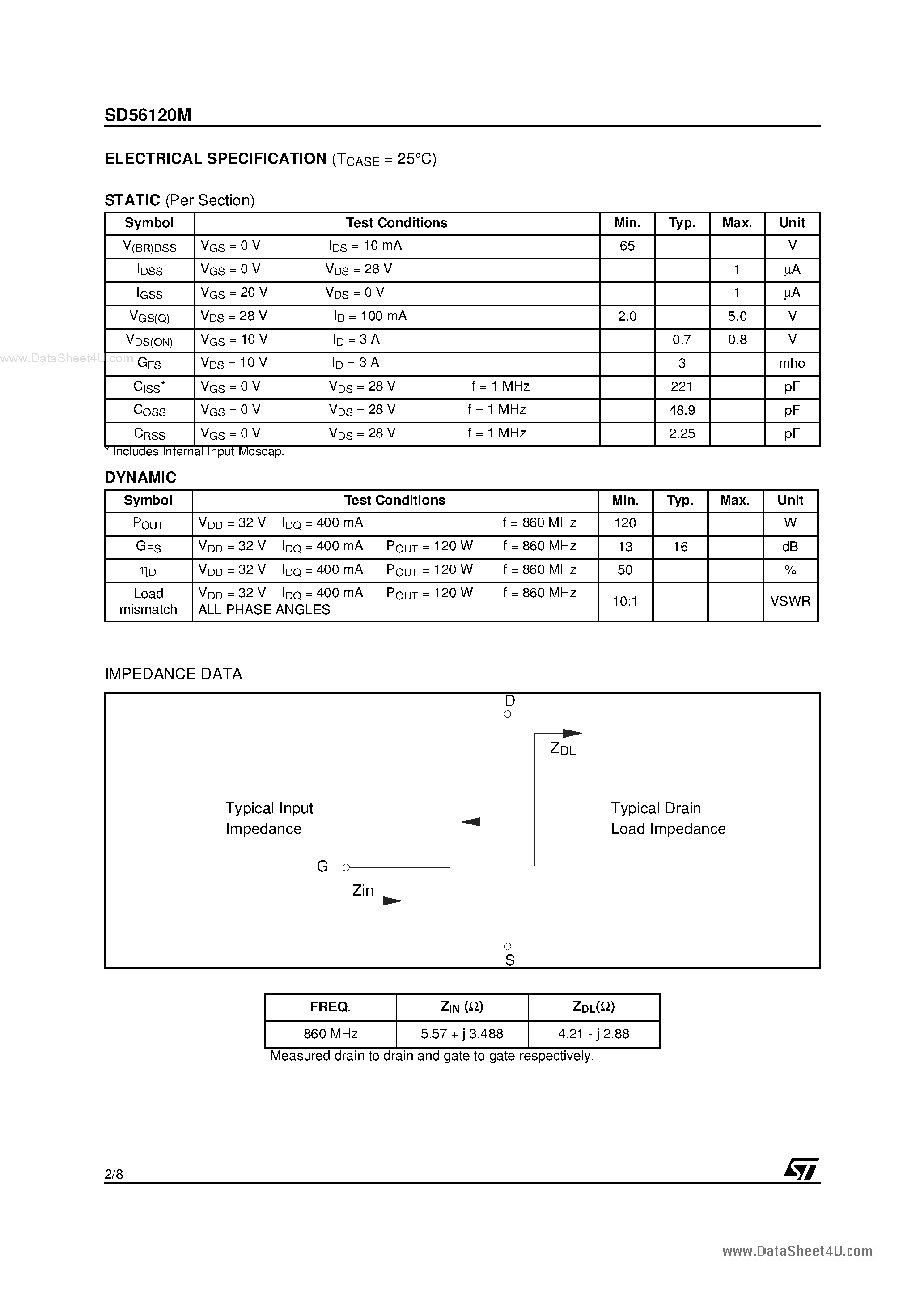 Datasheet SD56120M - RF POWER TRANSISTORS page 2