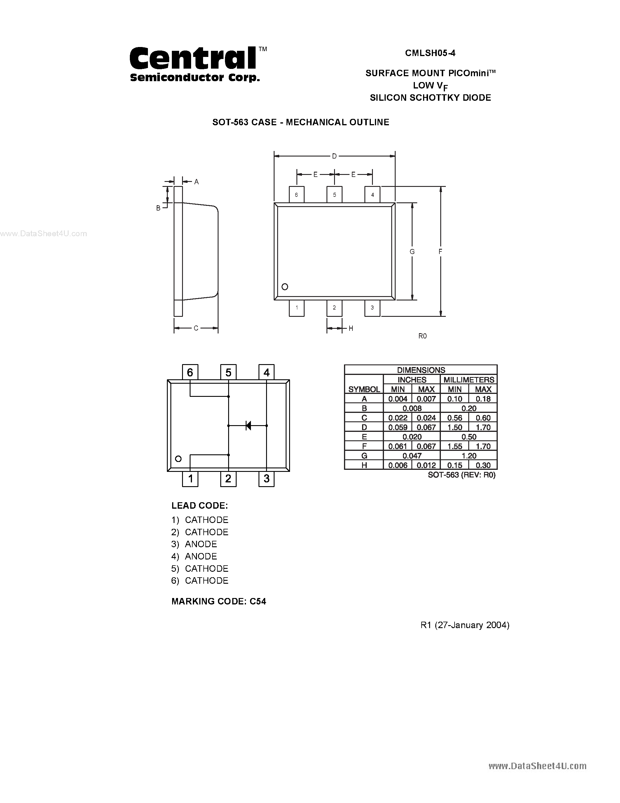 Datasheet CMLSH05-4 page 2 Datasheet CMLSH05-4 - SILICON SCHOTTKY DIODES page 2