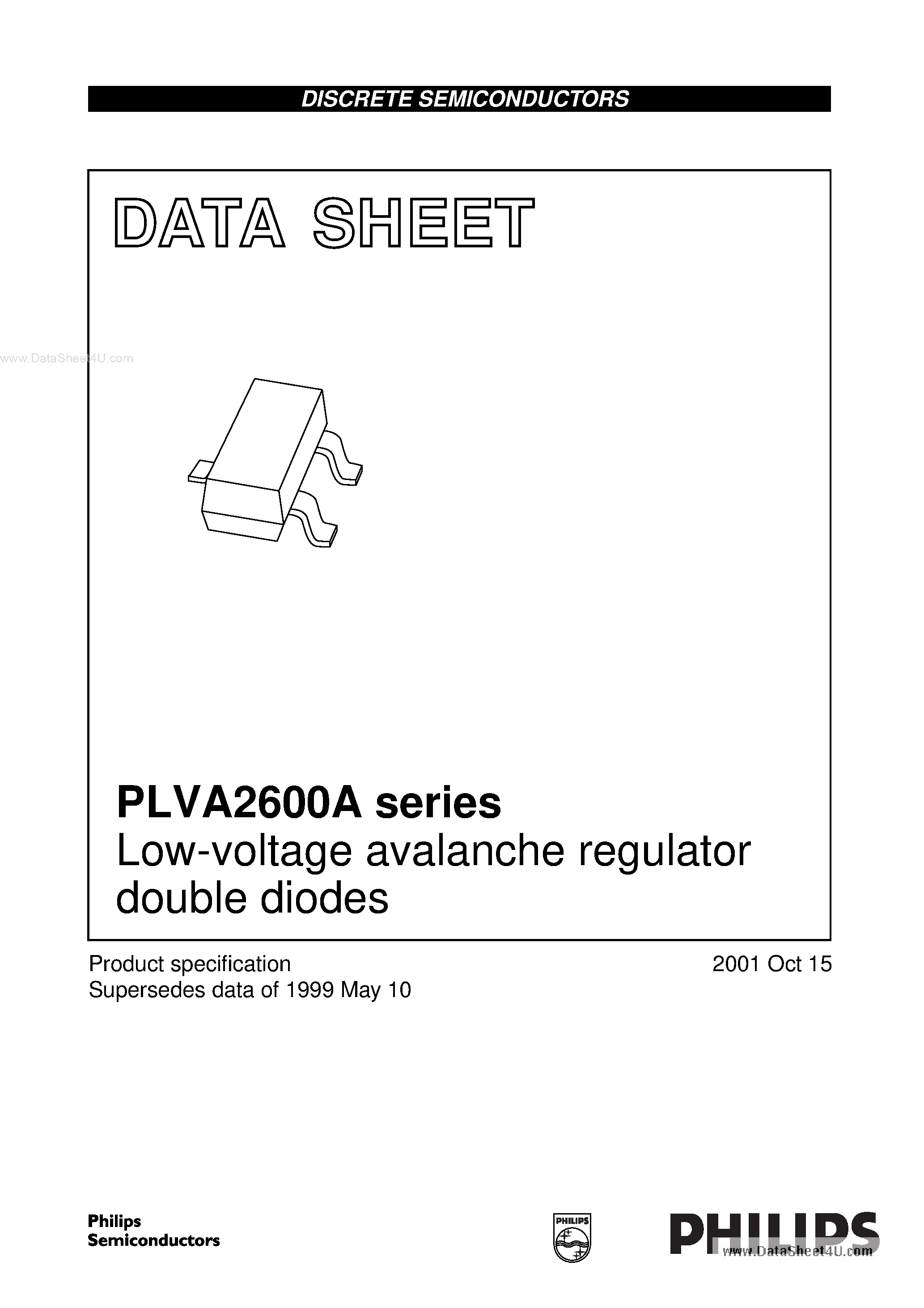 Даташит на микросхему PLVA2600A страница 1 Даташит PLVA2600A - Low-voltage Avalanche Regulator Double Diodes страница 1