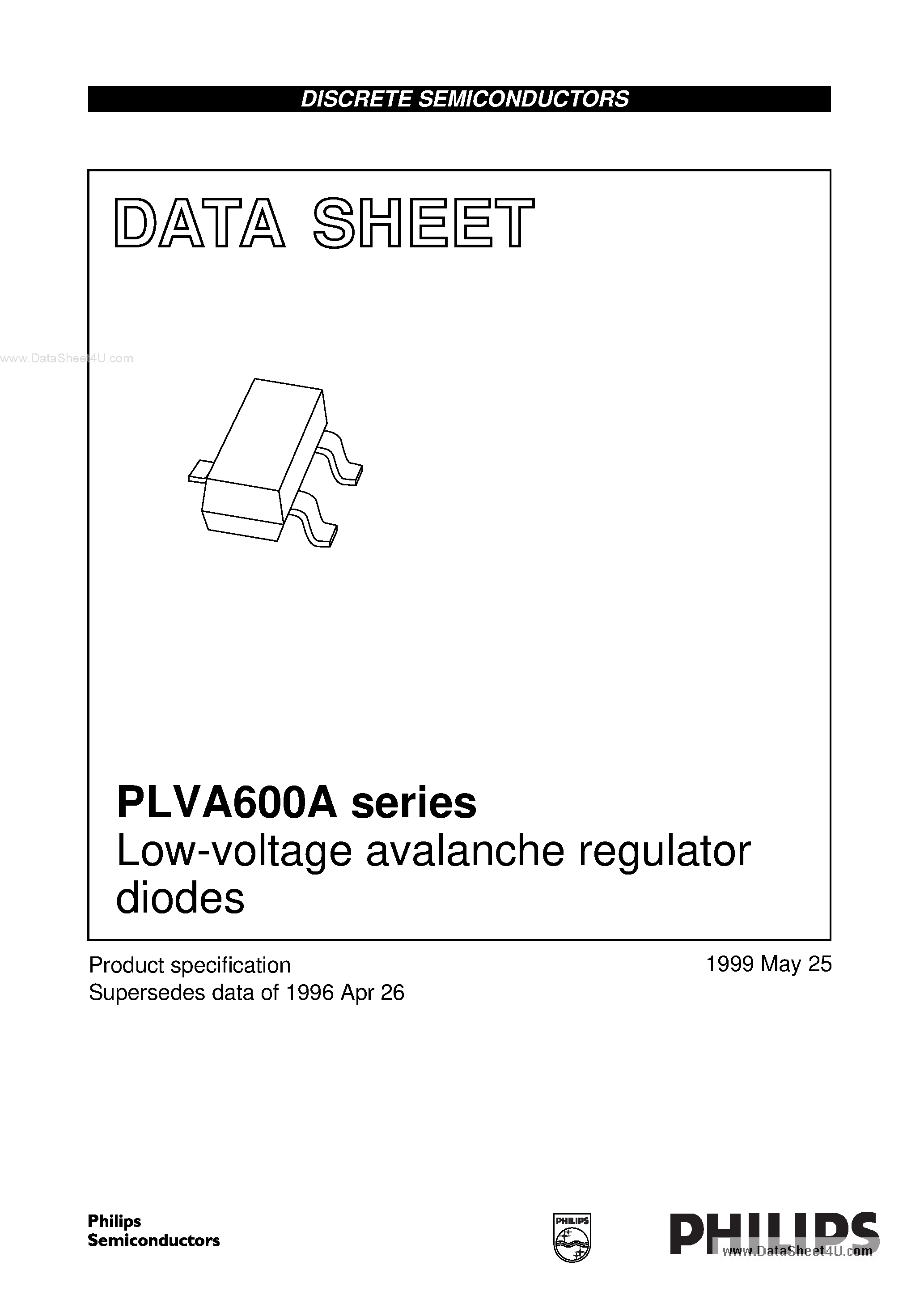 Даташит на микросхему PLVA600A страница 1 Даташит PLVA600A - Low-voltage Avalanche Regulator Diodes страница 1