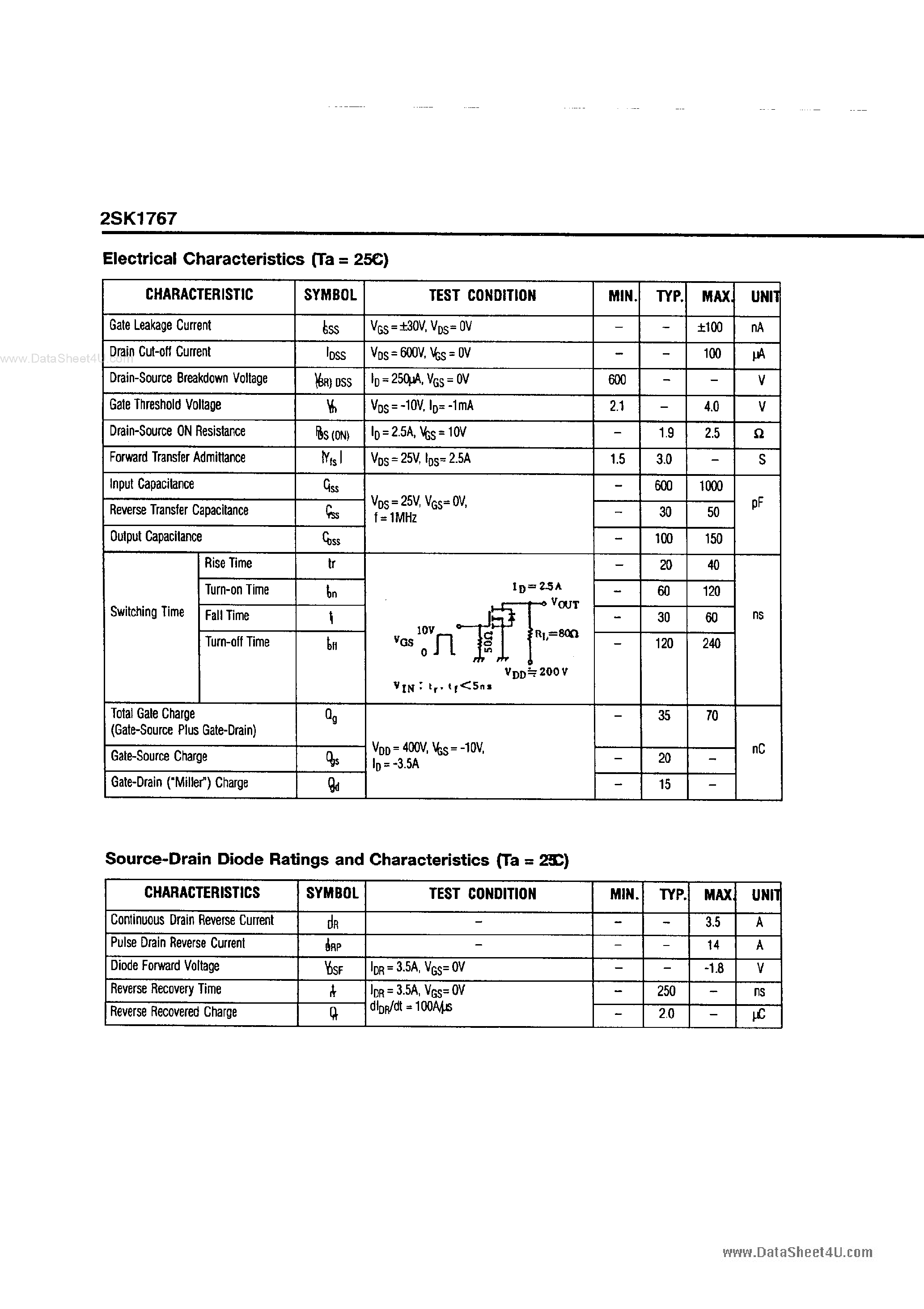 Даташит 2SK1767 - Field Effect Transistor страница 2
