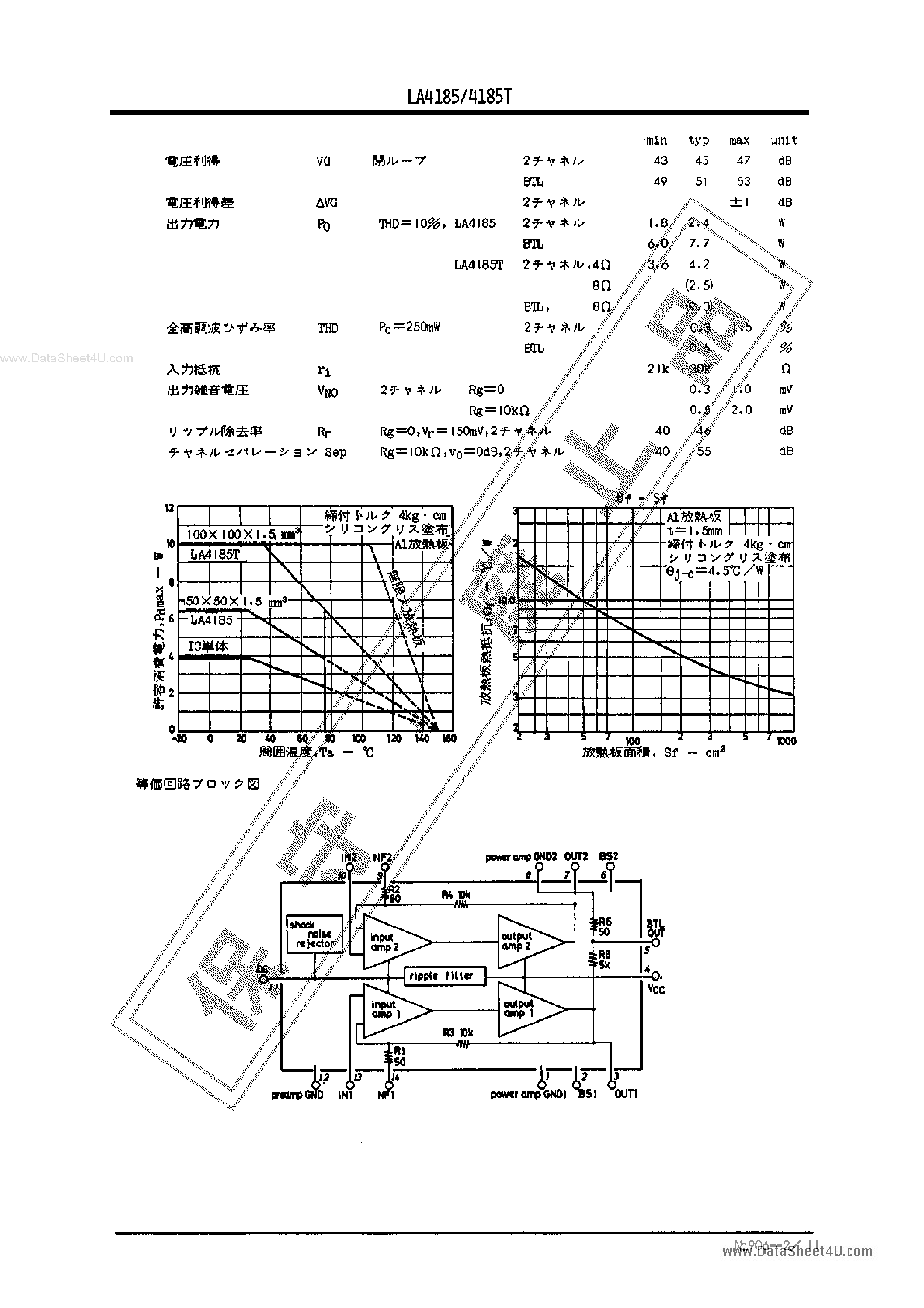 Datasheet LA4185 - 2.4 ~ 4.2W 2-Channel AF page 2