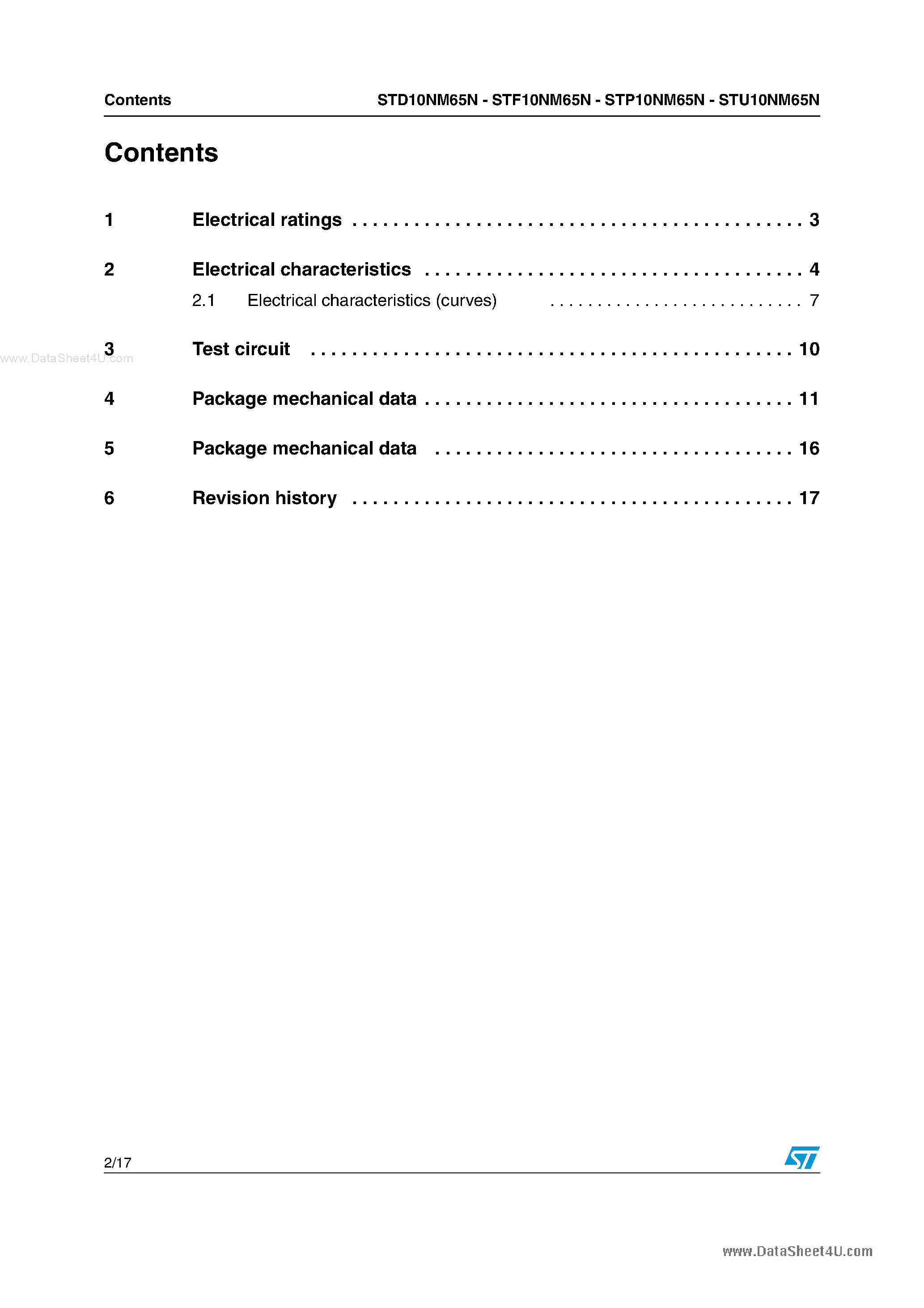 Datasheet STF10NM65N - N-channel Power MOSFET page 2