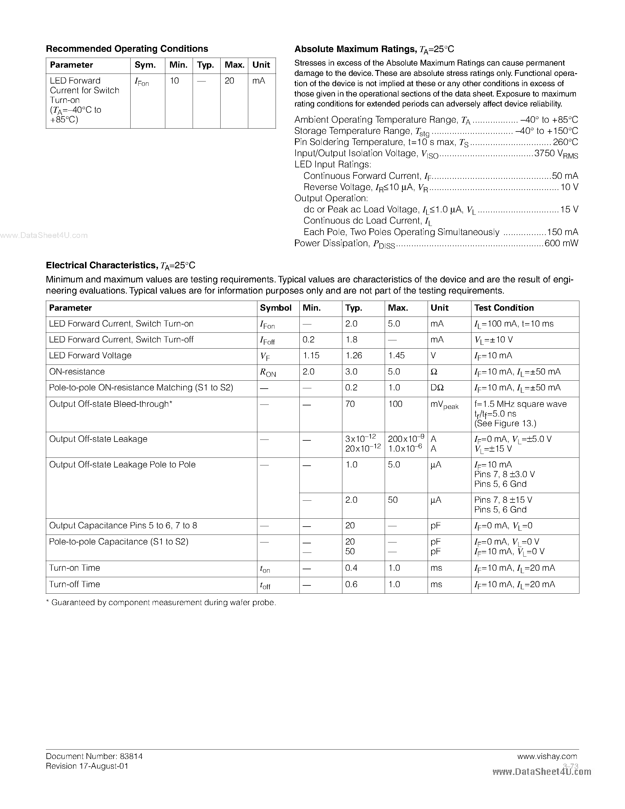 Даташит LH1514AACTR - Solid State Relay High Frequency страница 2