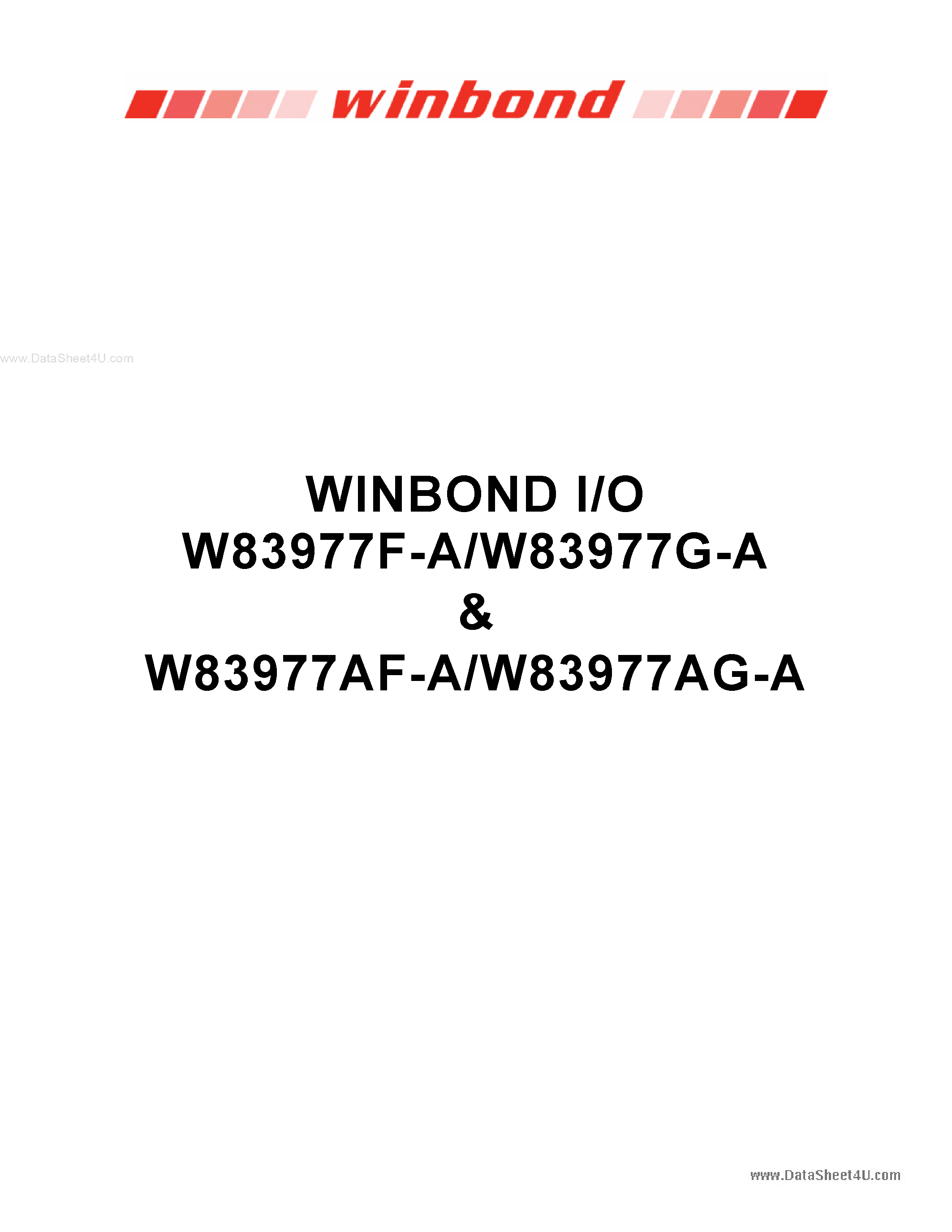 Datasheet W83977AF-A - WINBOND I/O page 1