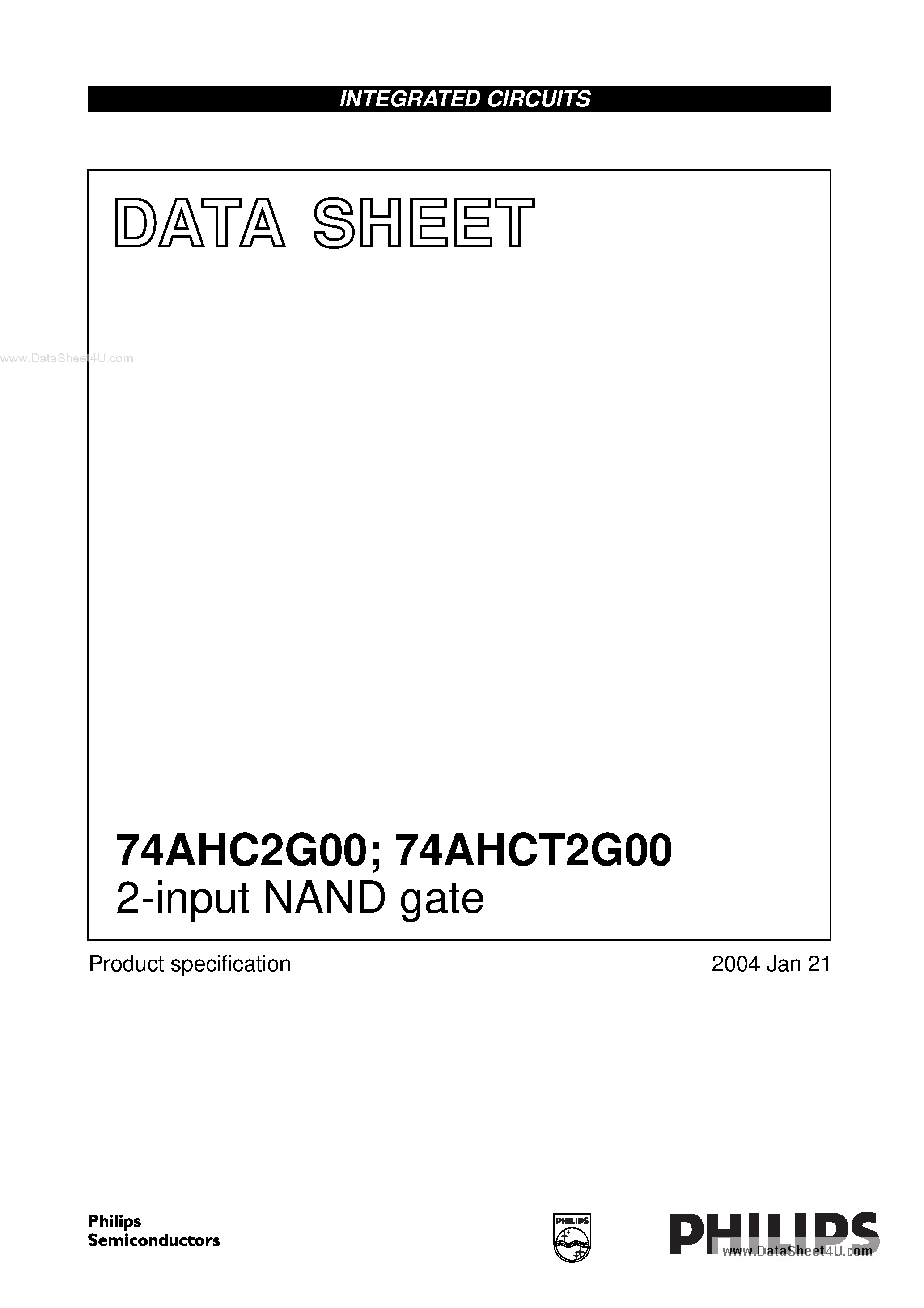Datasheet 74AHC2G00 - high-speed Si-gate CMOS device page 1