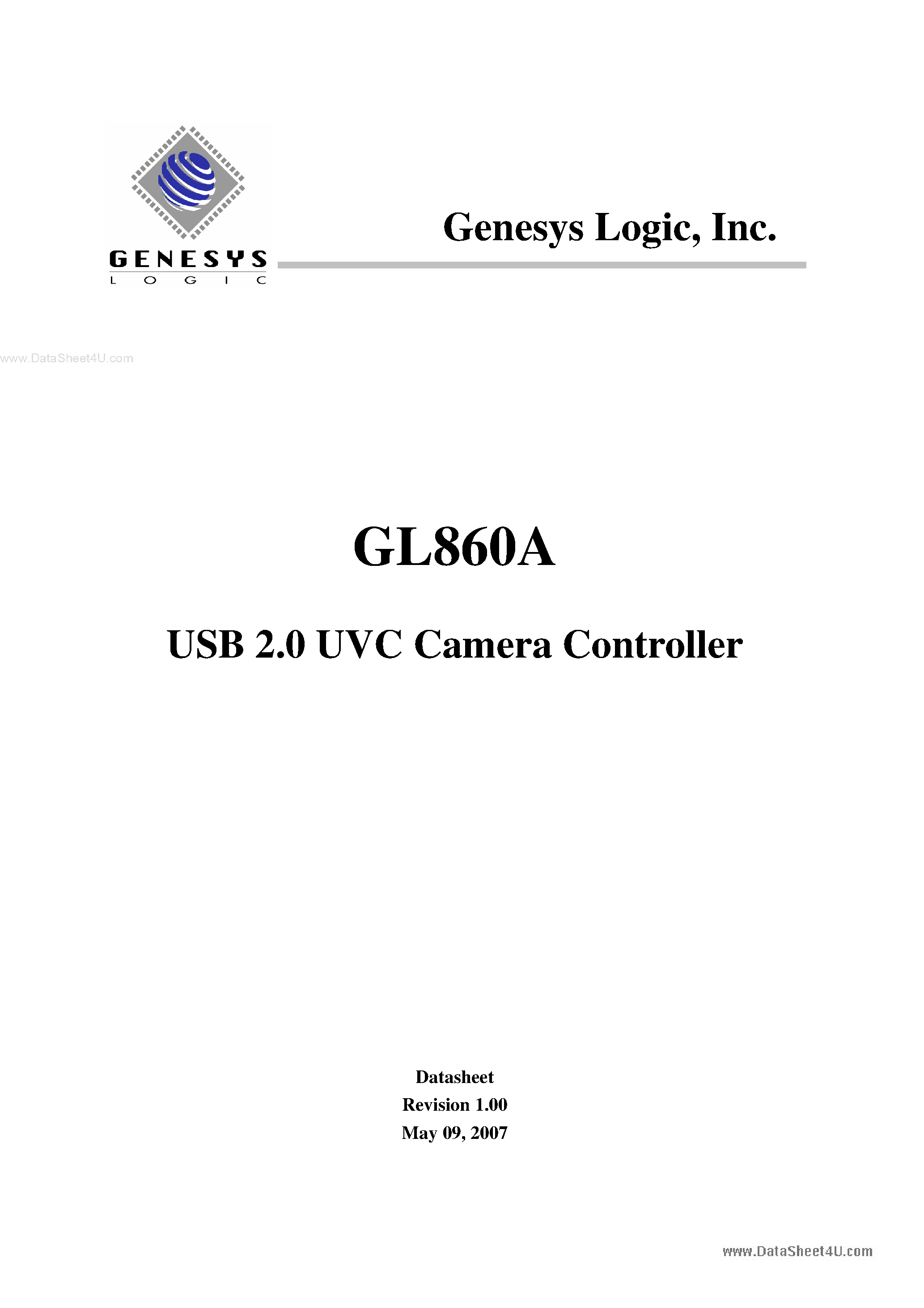 Datasheet GL860A page 1 Datasheet GL860A - USB 2.0 UVC Camera Controller page 1
