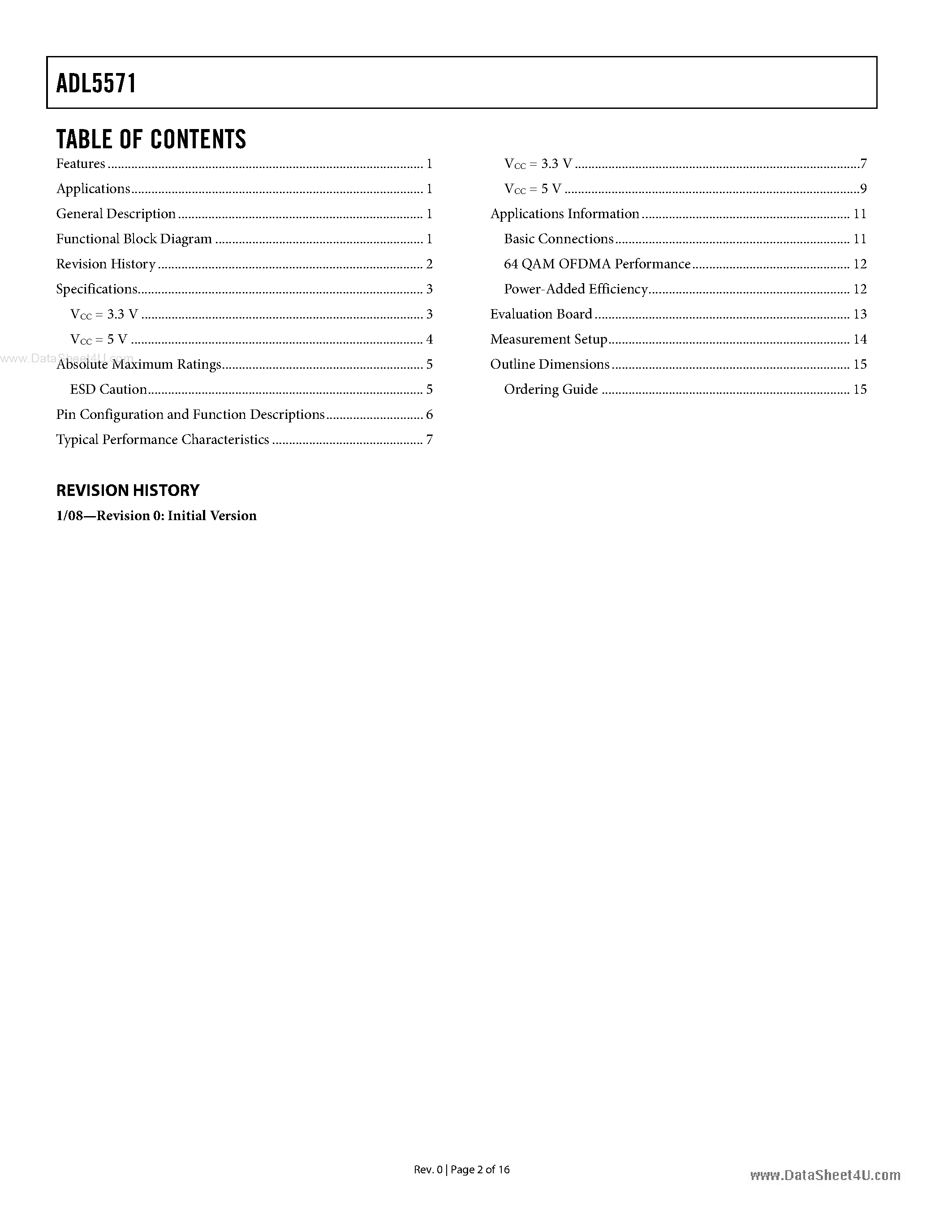 Datasheet ADL5571 - 2.5 GHz to 2.7 GHz WiMAX Power Amplifier page 2