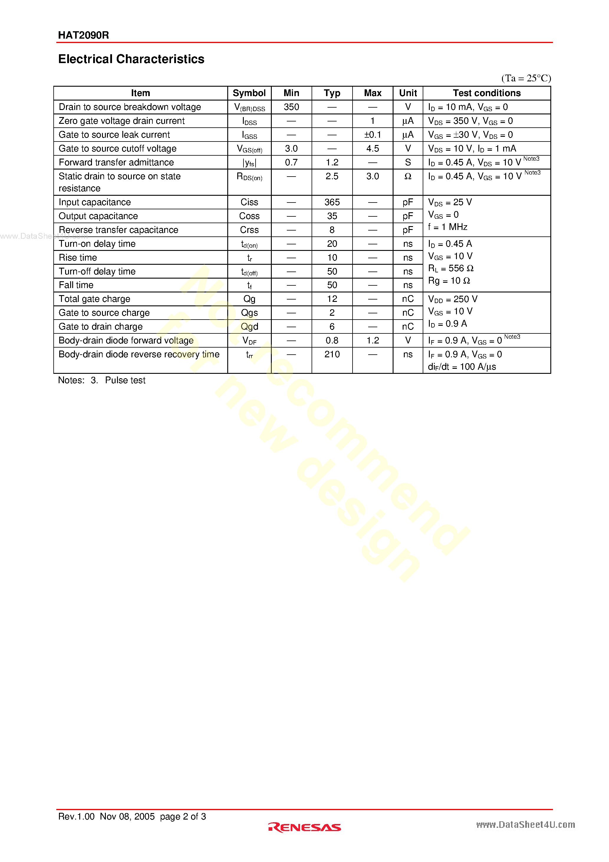 Datasheet HAT2090R - Silicon N Channel Power MOS FET Power Switching page 2