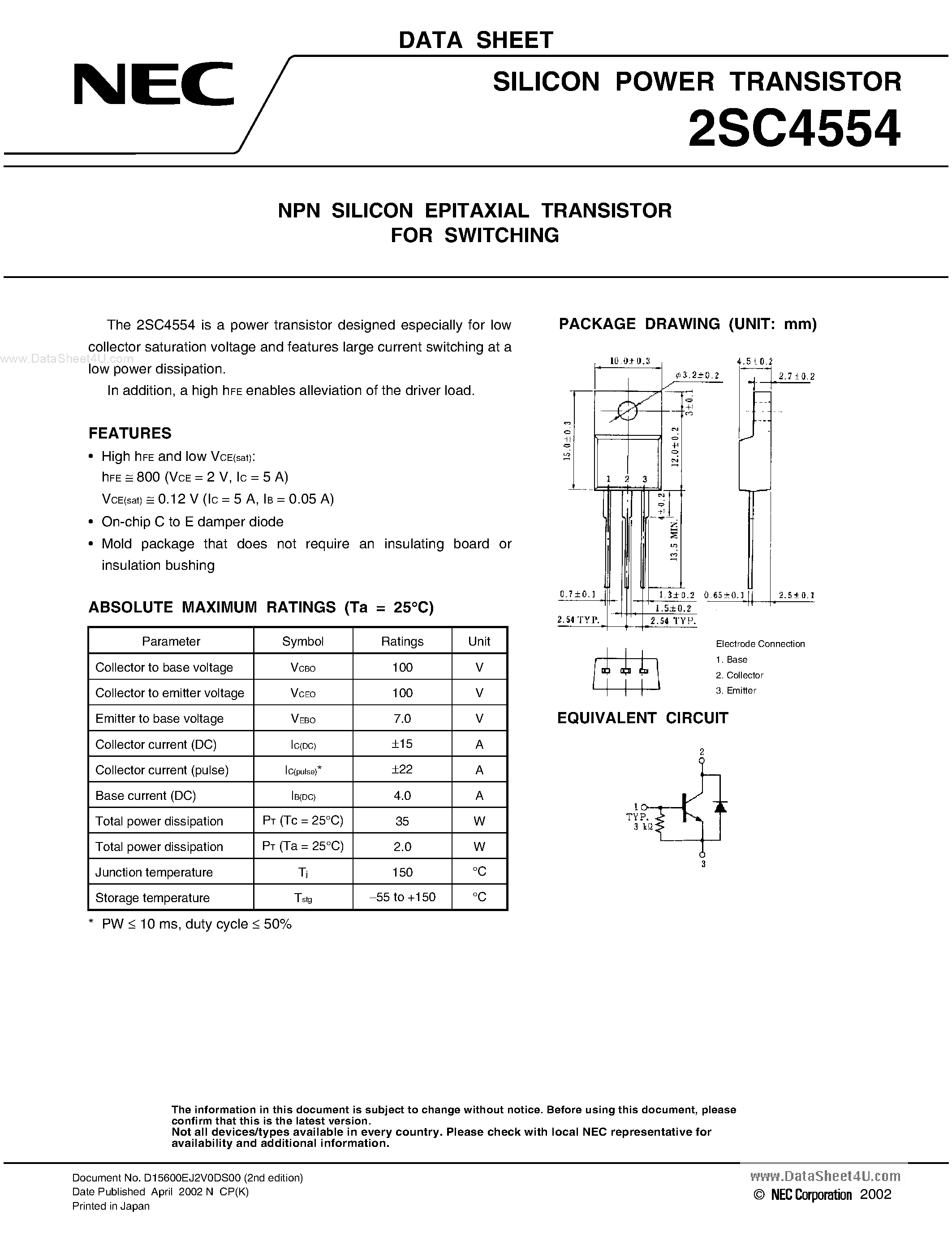 Datasheet C4554 - Search -----> 2SC4554 page 1