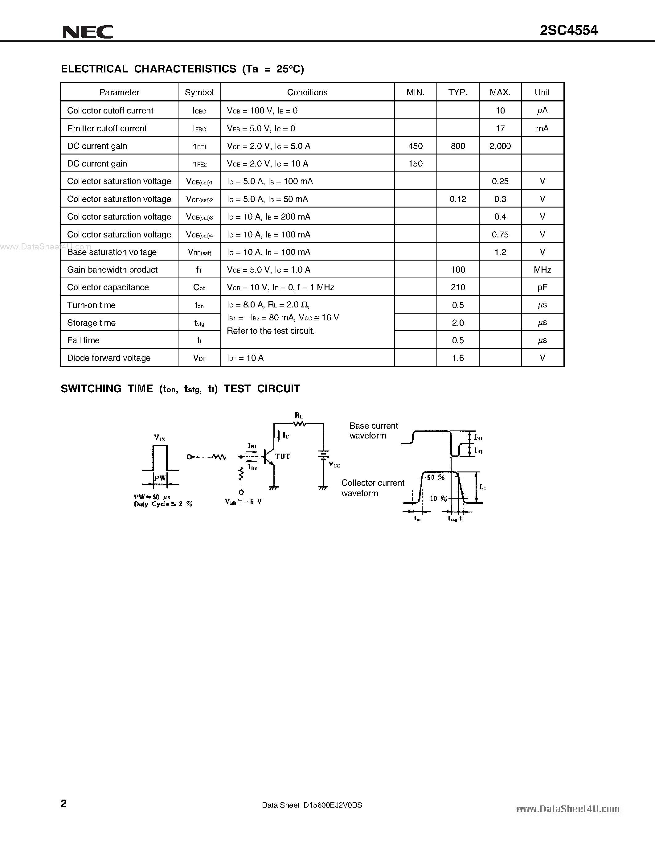 Datasheet C4554 - Search -----> 2SC4554 page 2