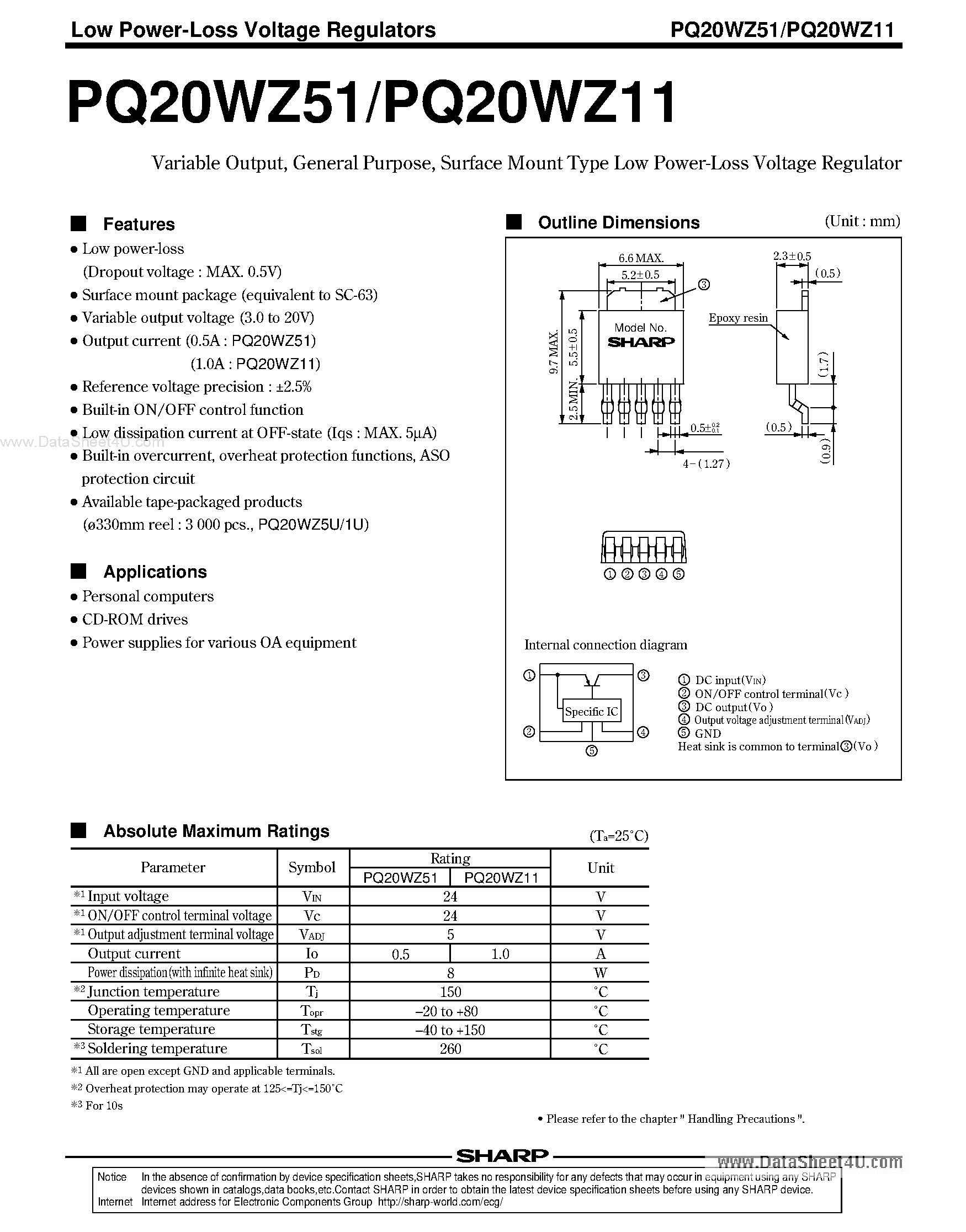 Datasheet 20WZ51 page 1 Datasheet 20WZ51 - Search -----> PQ20WZ51 page 1