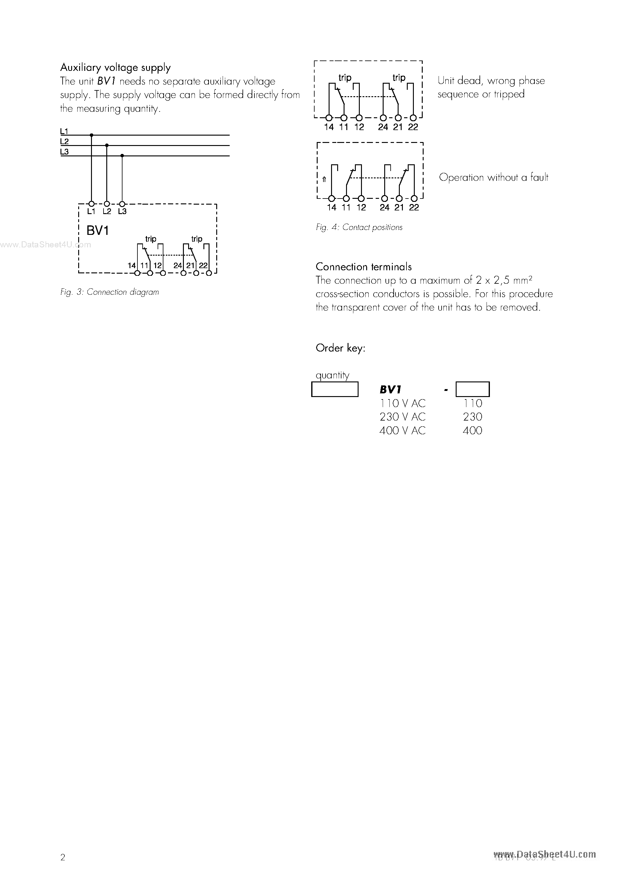 Даташит BV1 - Phase Sequence Relay страница 2