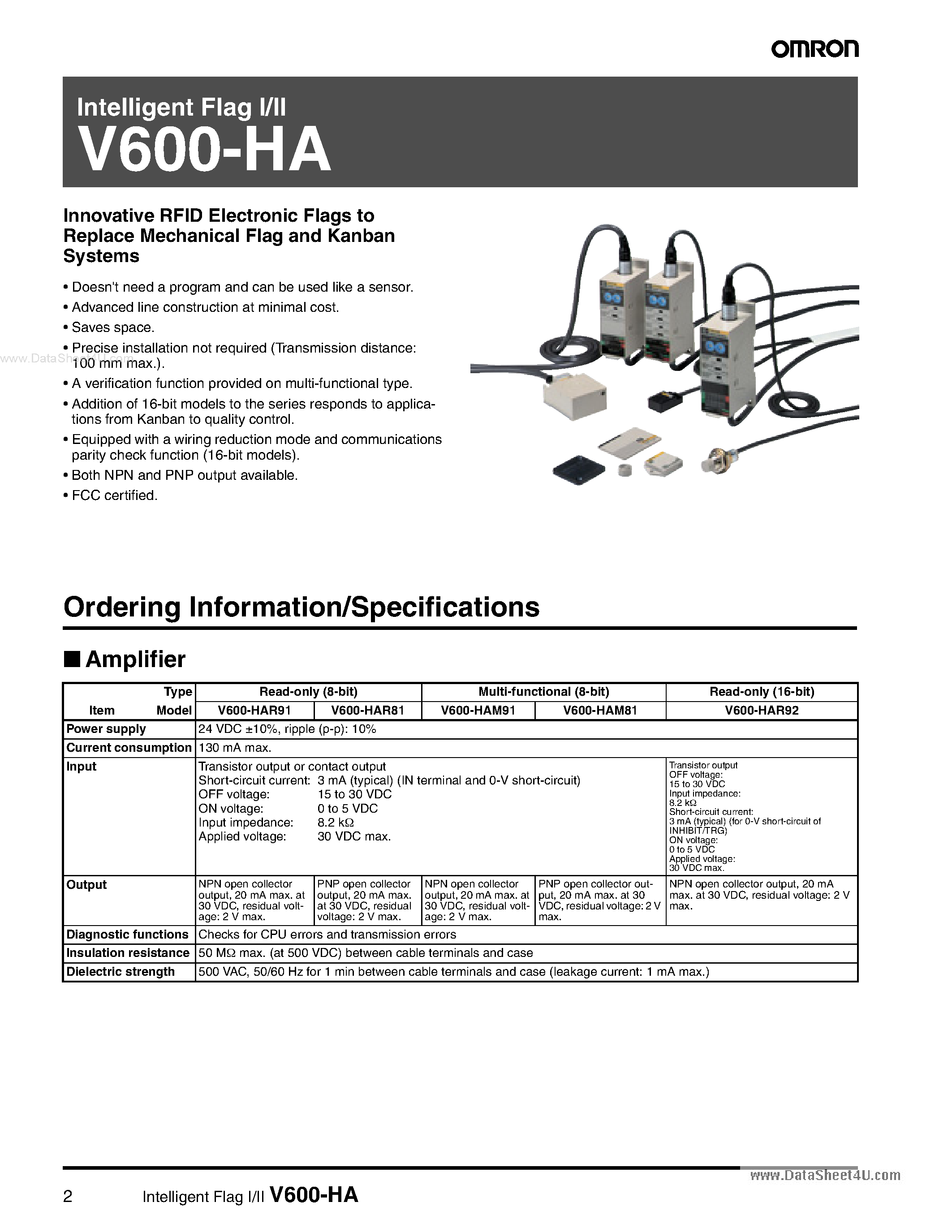 Datasheet V600-HA page 1 Datasheet V600-HA - Intelligent Flag I/II page 1