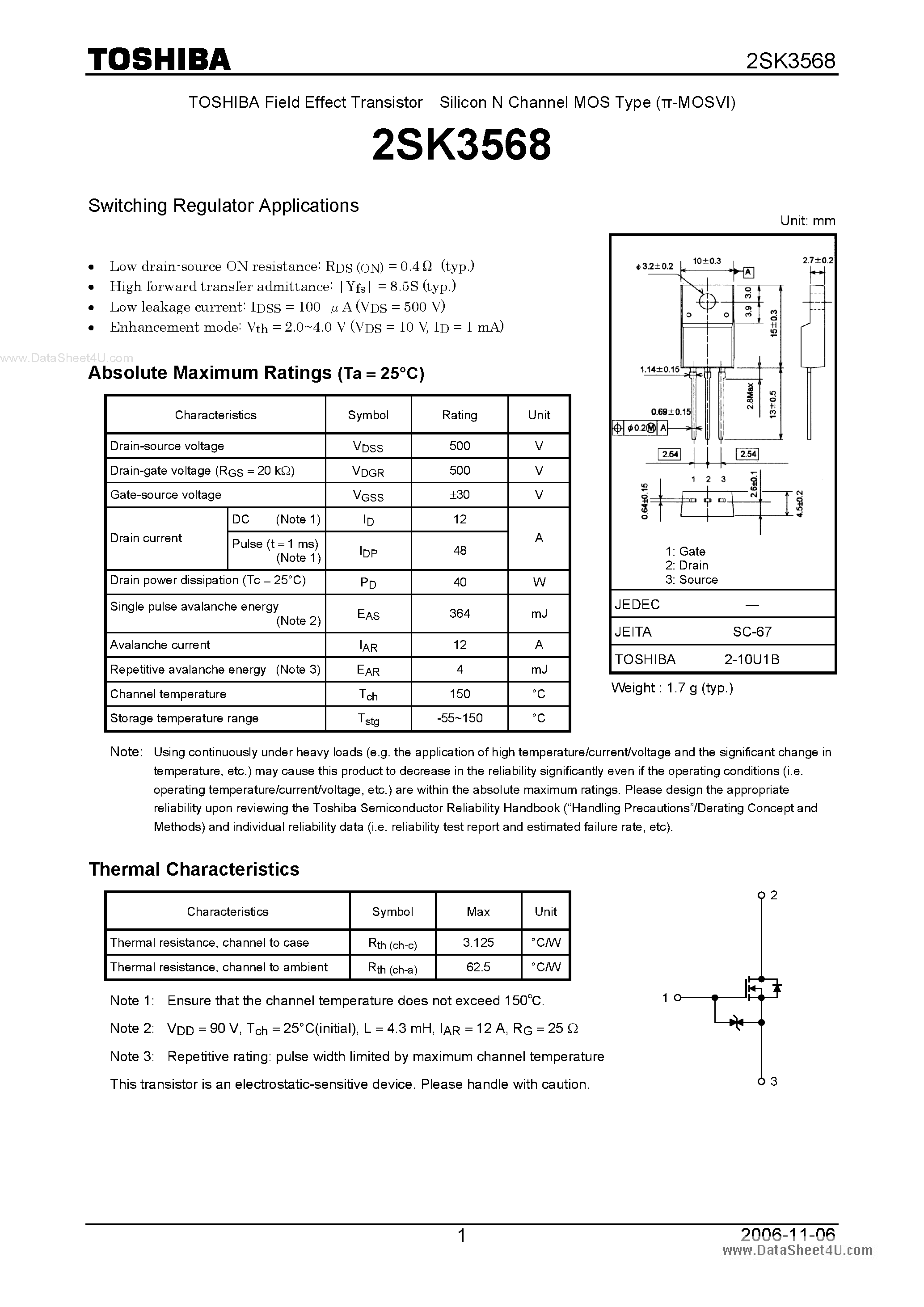 Datasheet K3568 page 1 Datasheet K3568 - Search -----> 2SK3568 page 1