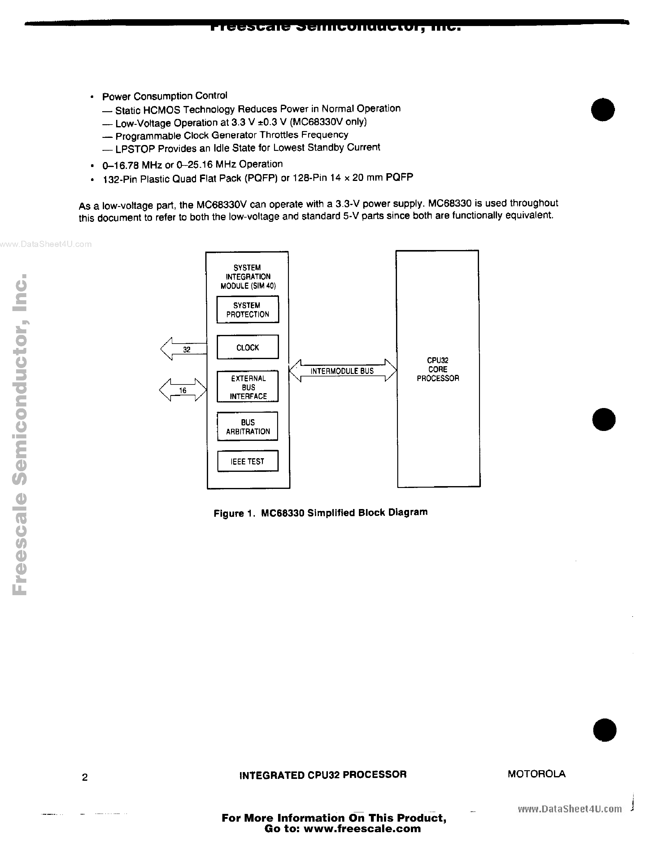 Datasheet MC68330 - Integrated CPU32 Processor page 2