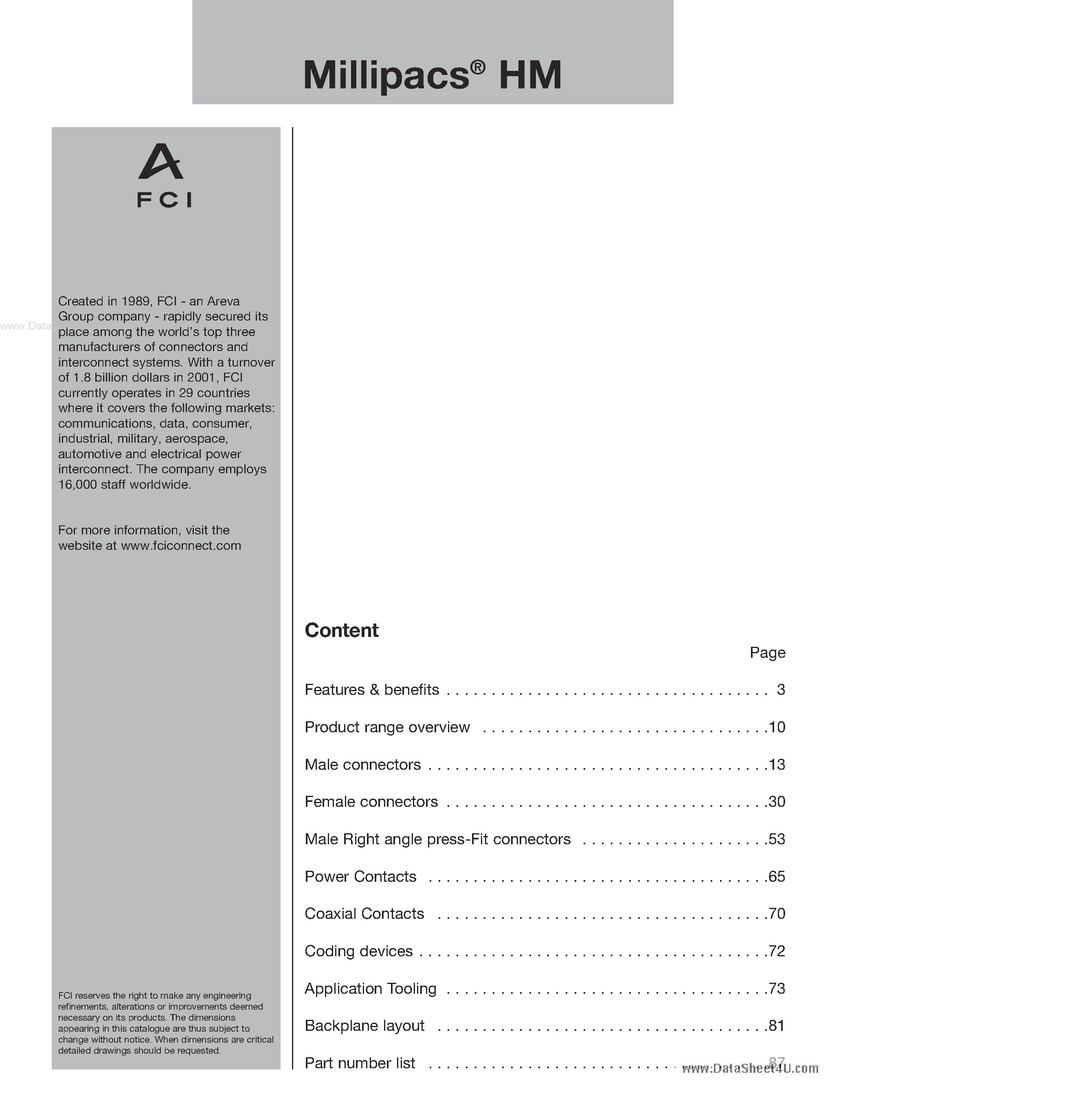 Datasheet HM2J07PE511xN9 - Hard Metric 5 Row Male Right Angle Modules page 2