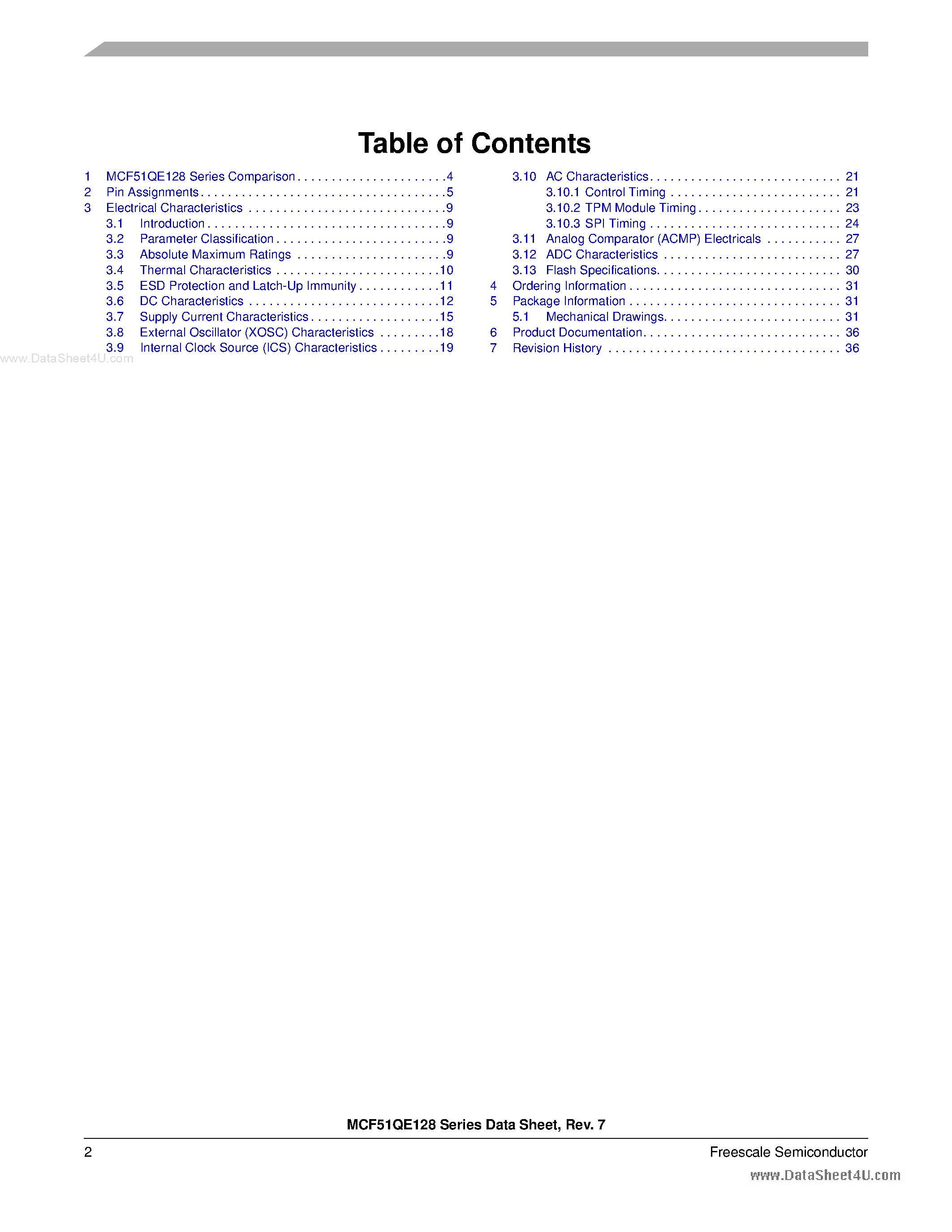 Datasheet MCF51QE128 - 32-Bit Version 1 ColdFire Central Processor page 2