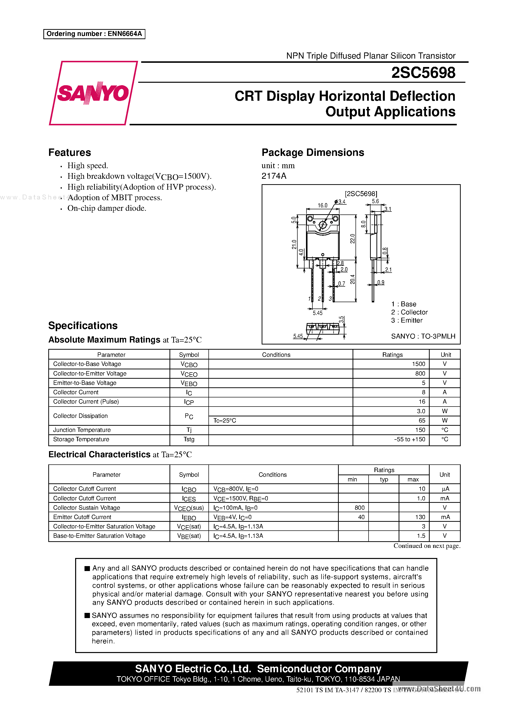 Даташит C5698 - Search -----> 2SC5698 страница 1