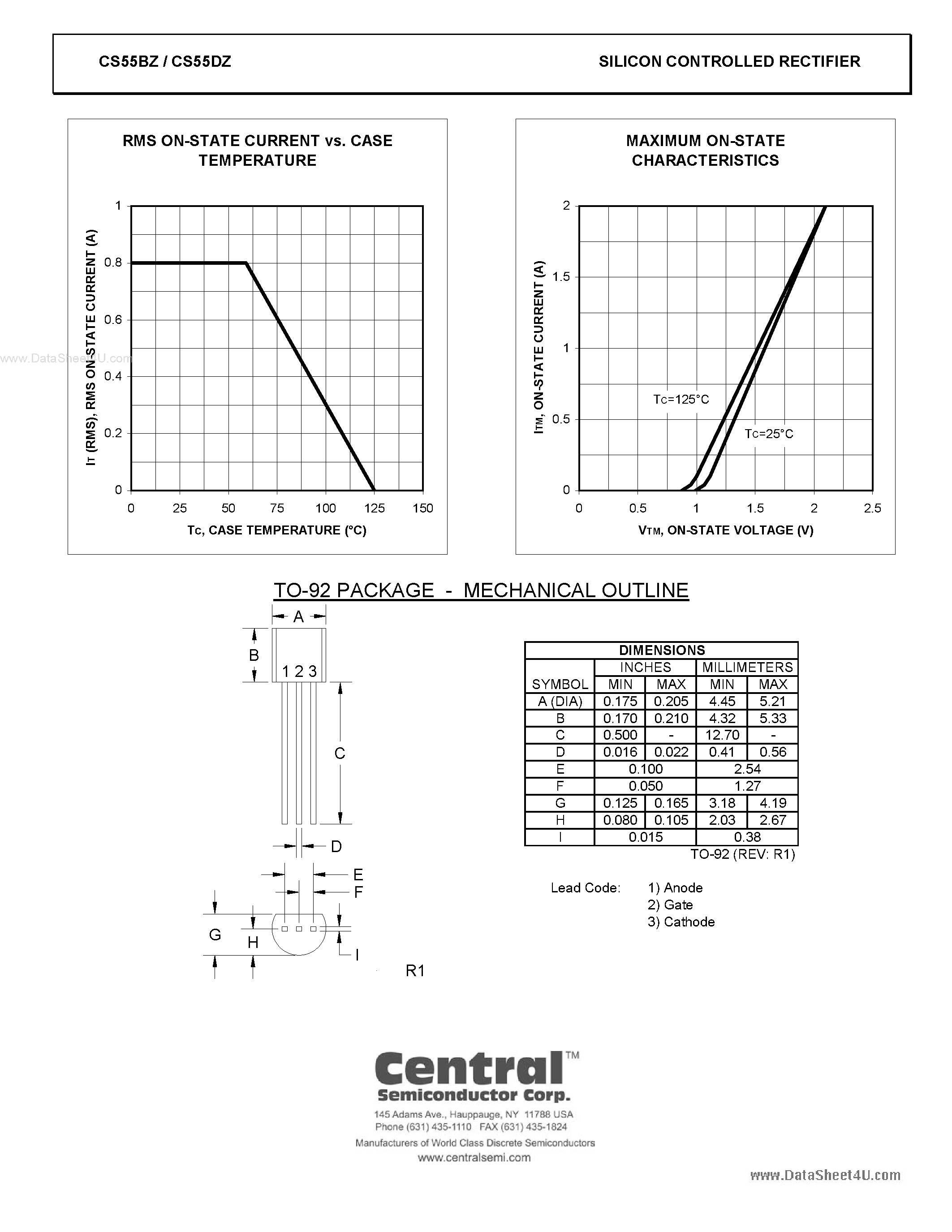 Datasheet CS55BZ - (CS55BZ / CS55DZ ) SILICON CONTROLLED RECTIFIER page 2