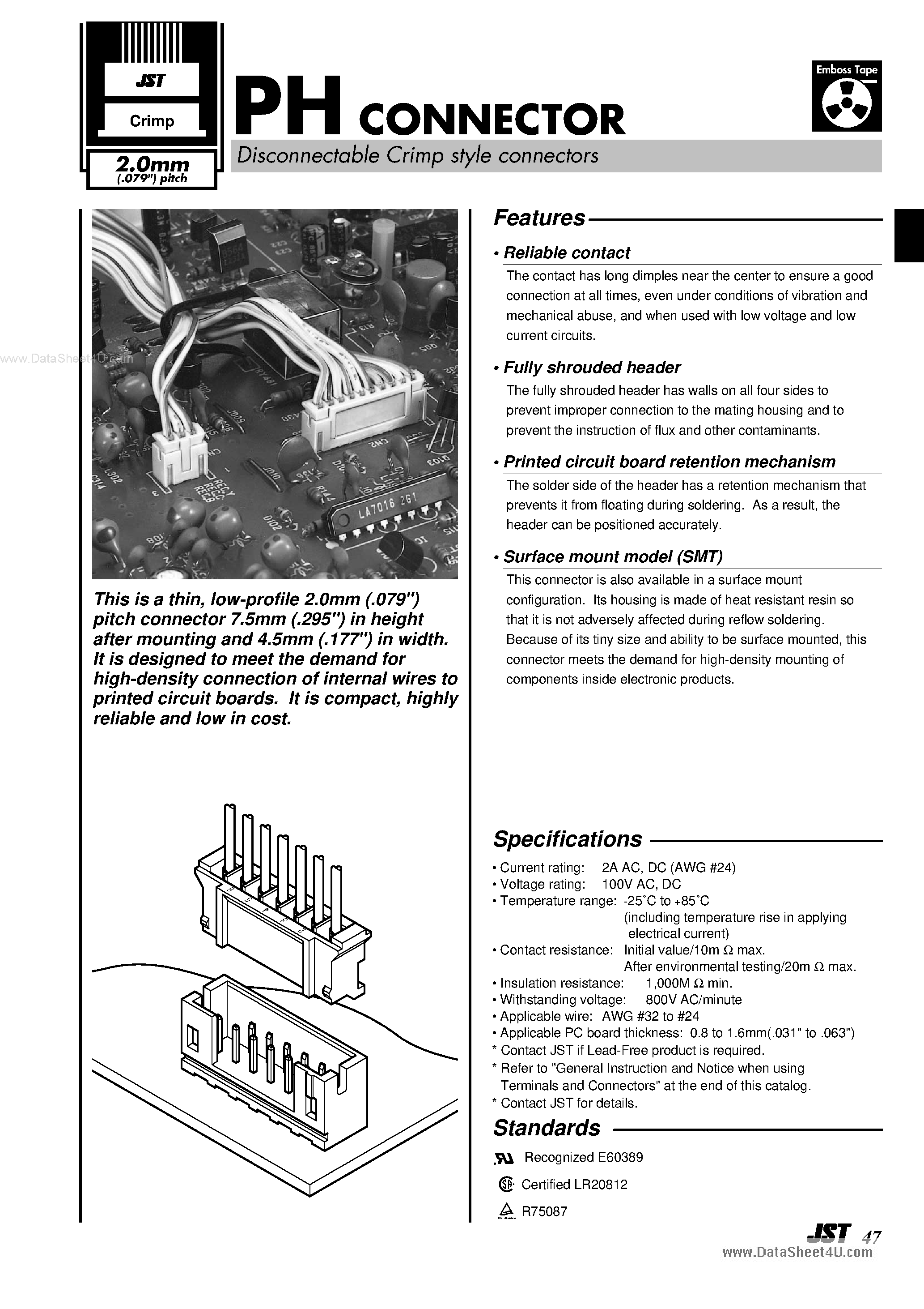 Datasheet S2B-PH-SM3-TB page 1 Datasheet S2B-PH-SM3-TB - header connector page 1