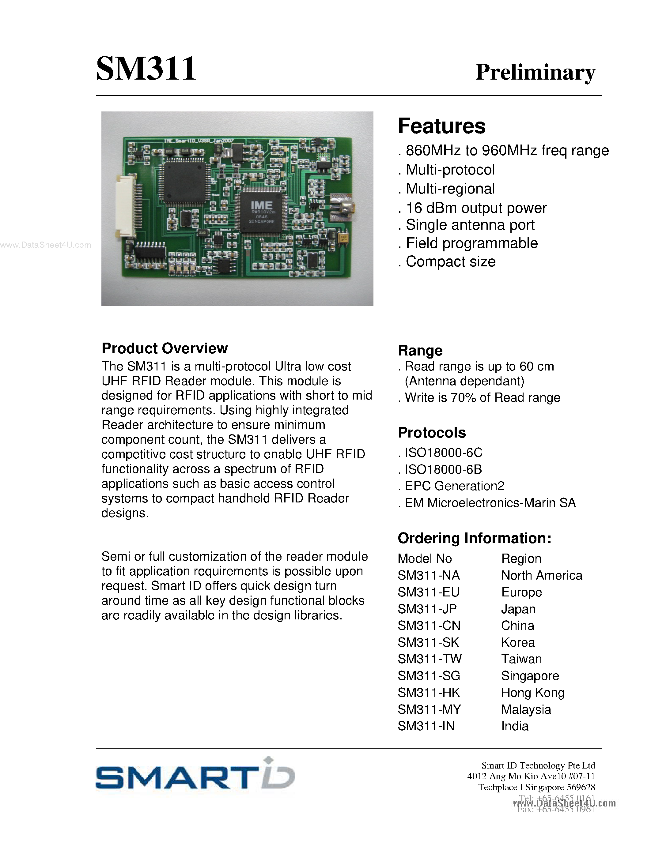Даташит SM311 - SM311 страница 1