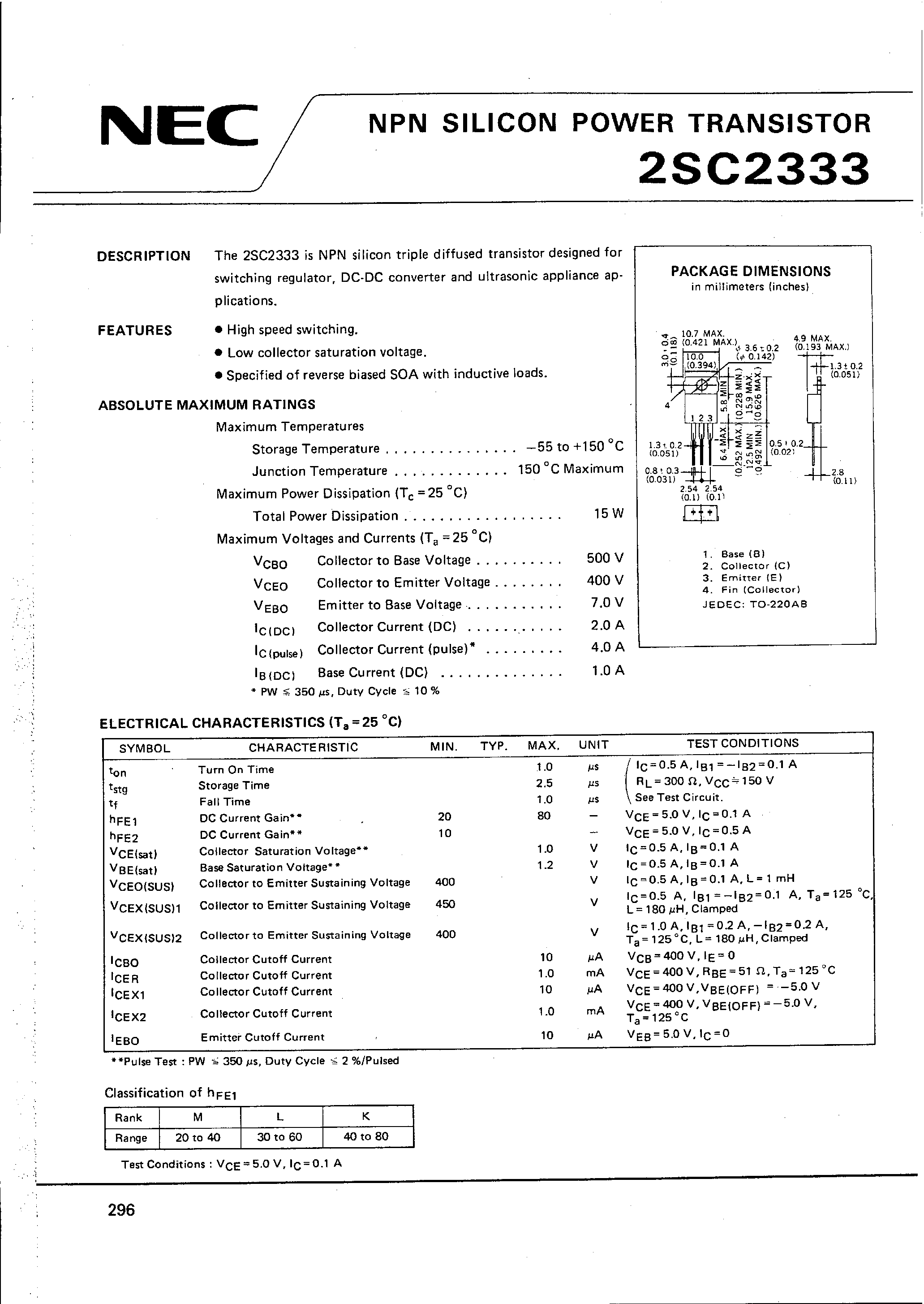 Datasheet C2333 page 1 Datasheet C2333 - Search -----> 2sC2333 page 1