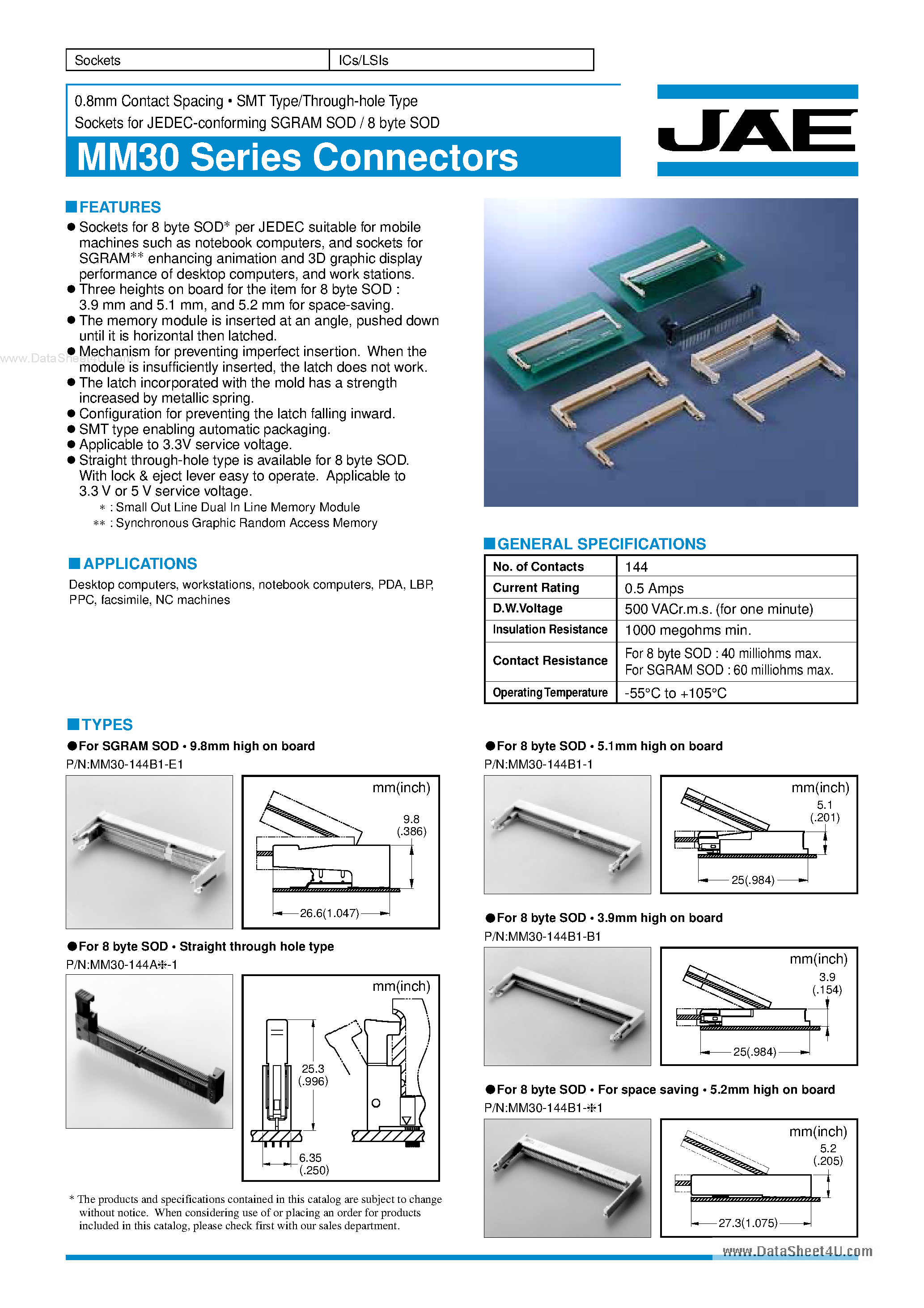 Datasheet MM30-xxxx - Connectors page 1
