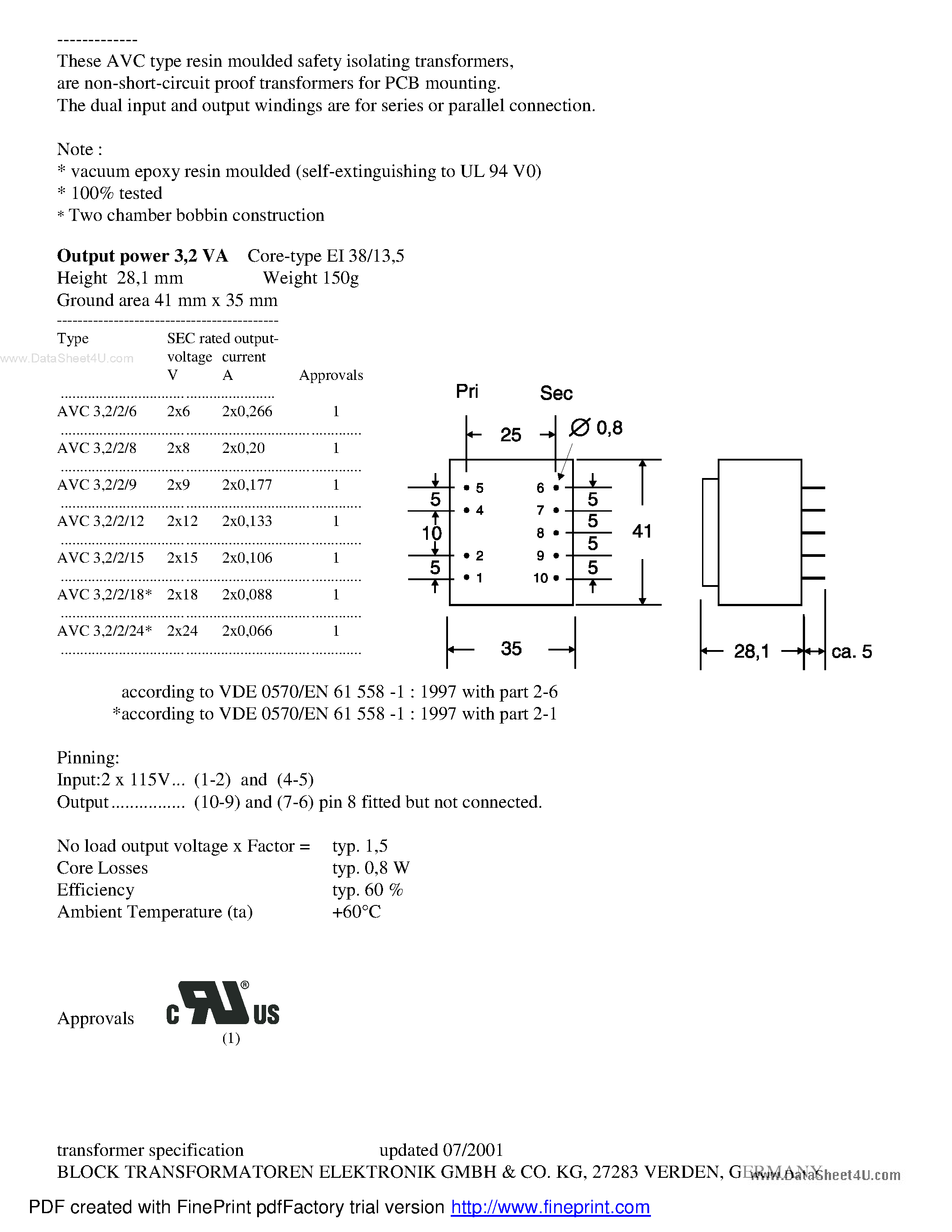 Даташит AVC10/2/xx - TRANSFORMER страница 2