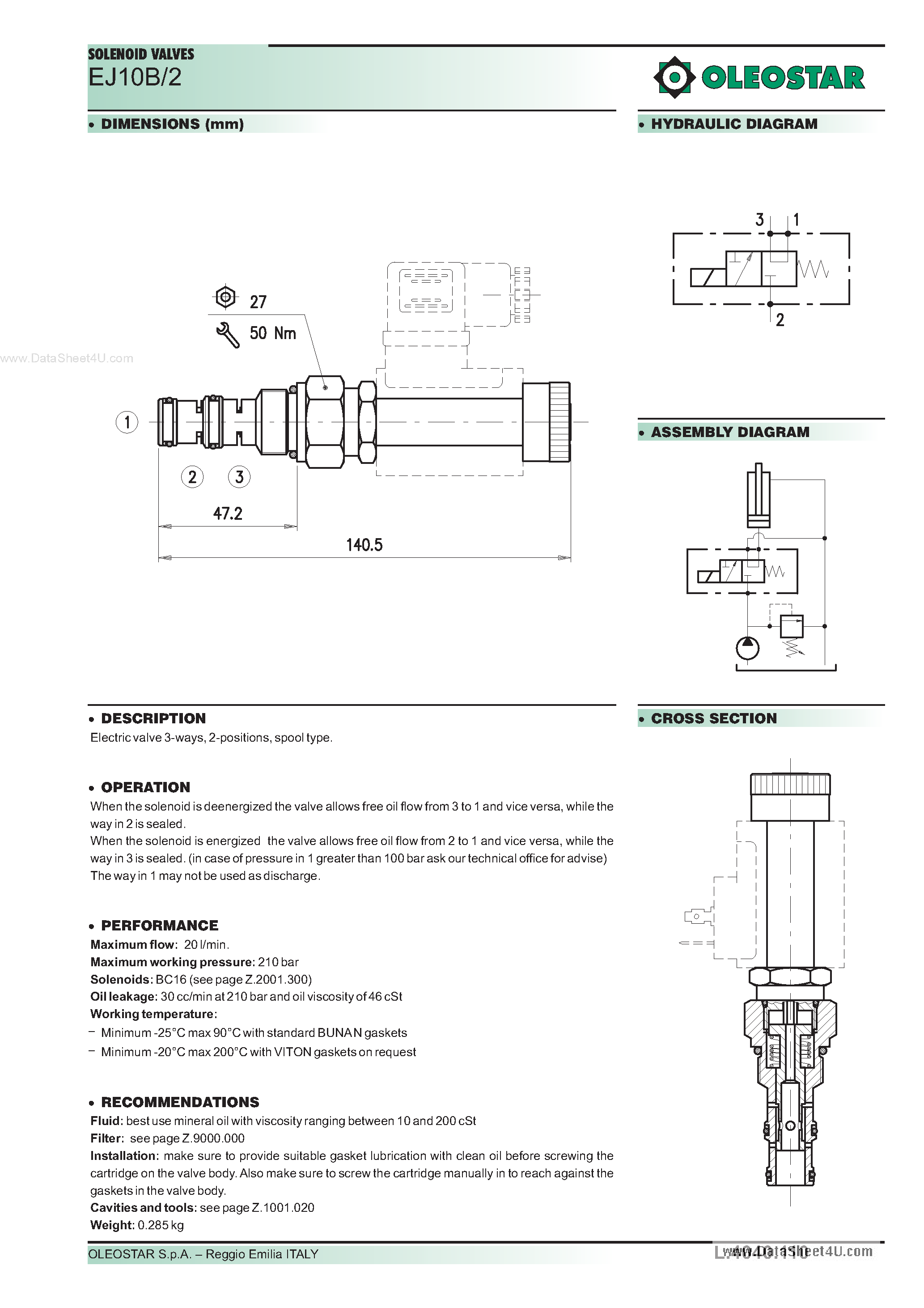 Datasheet EJ10B/2 - Solenoid Valves page 1