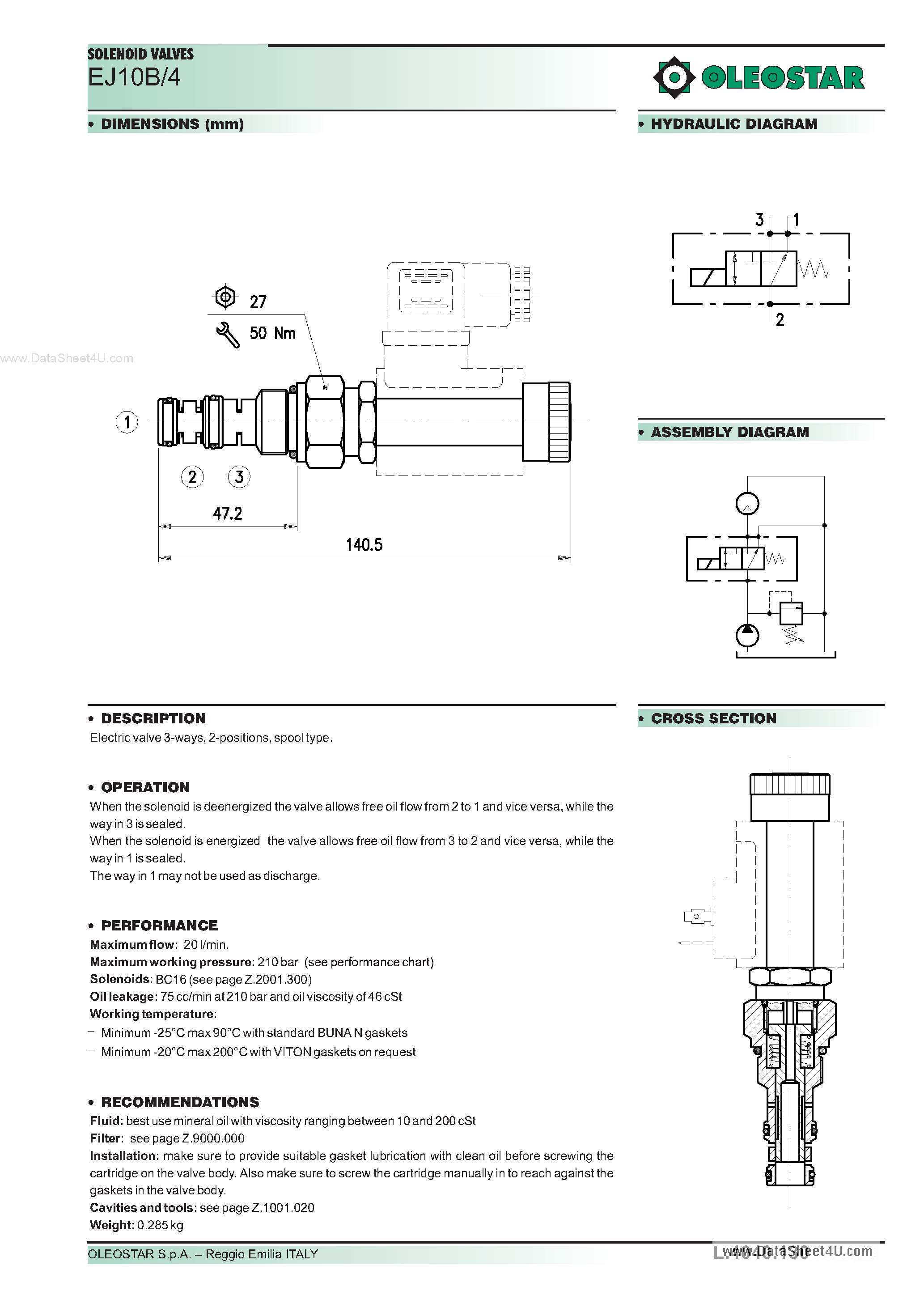 Datasheet EJ10B/4 page 1 Datasheet EJ10B/4 - Solenoid Valves page 1