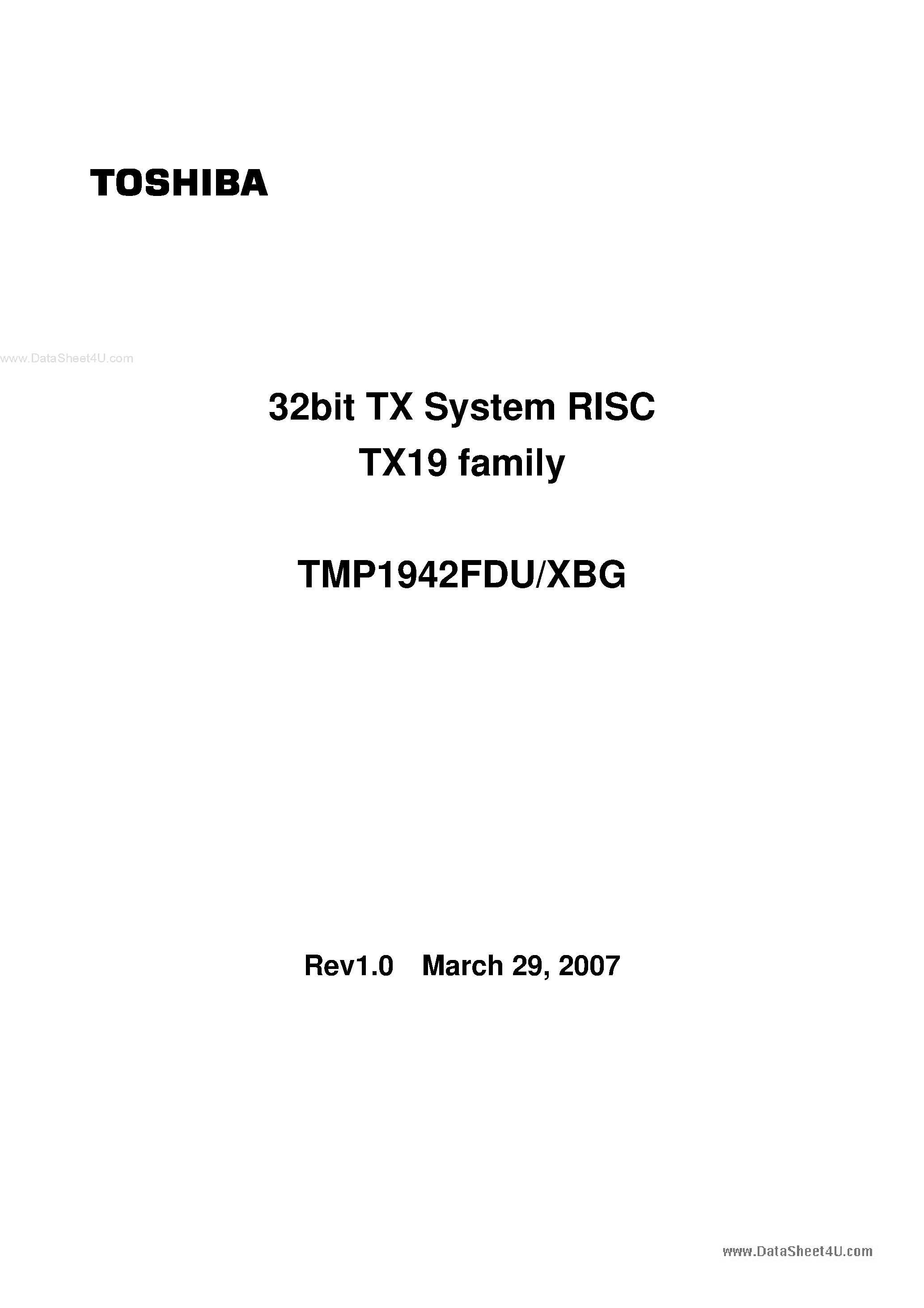 Даташит TMP1942FDU - 32bit TX System RISC страница 1