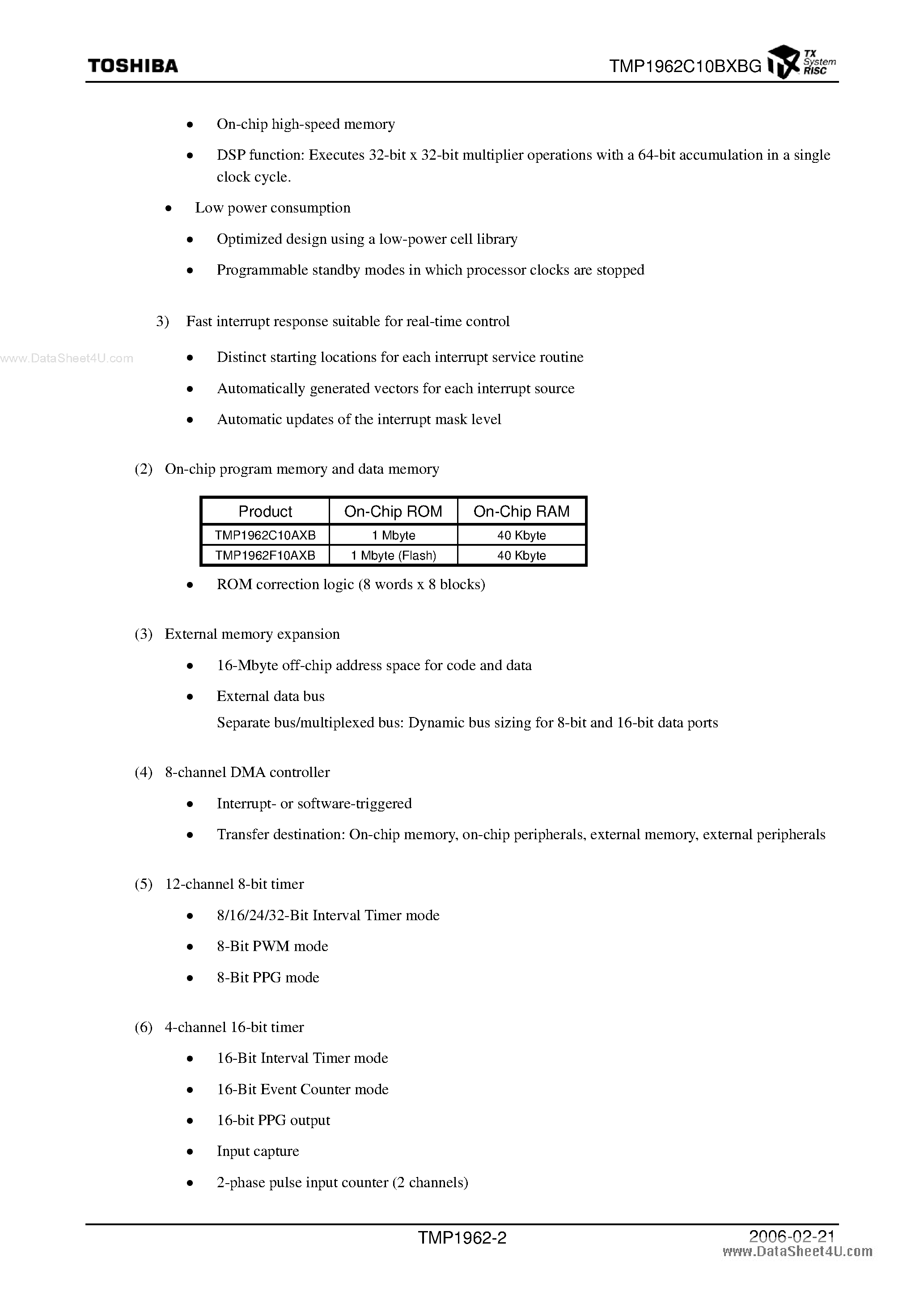 Даташит TMP1962C10BXBG - 32-Bit RISC Microprocessor страница 2