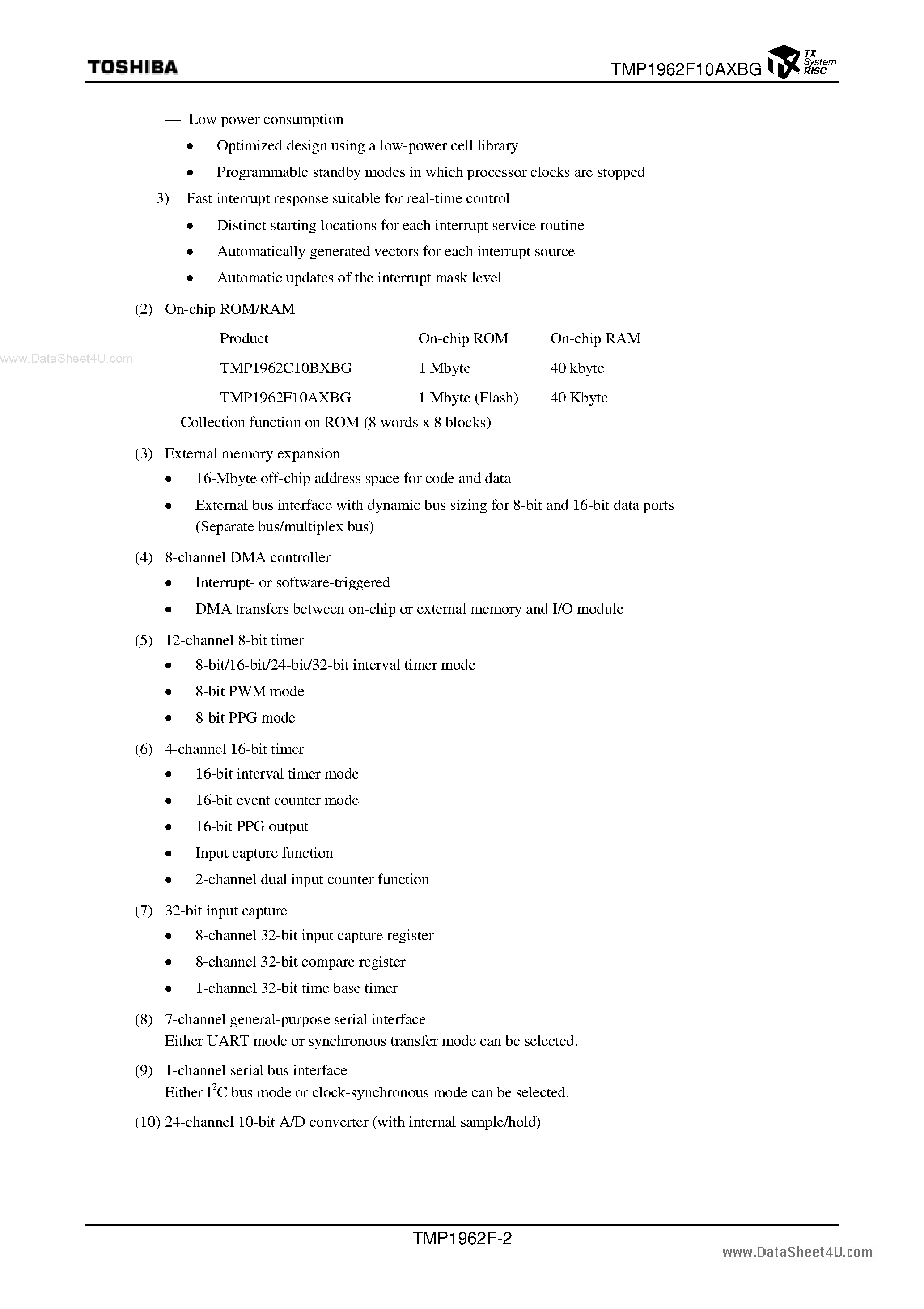 Даташит TMP1962F10AXBG - 32-Bit RISC Microprocessor страница 2
