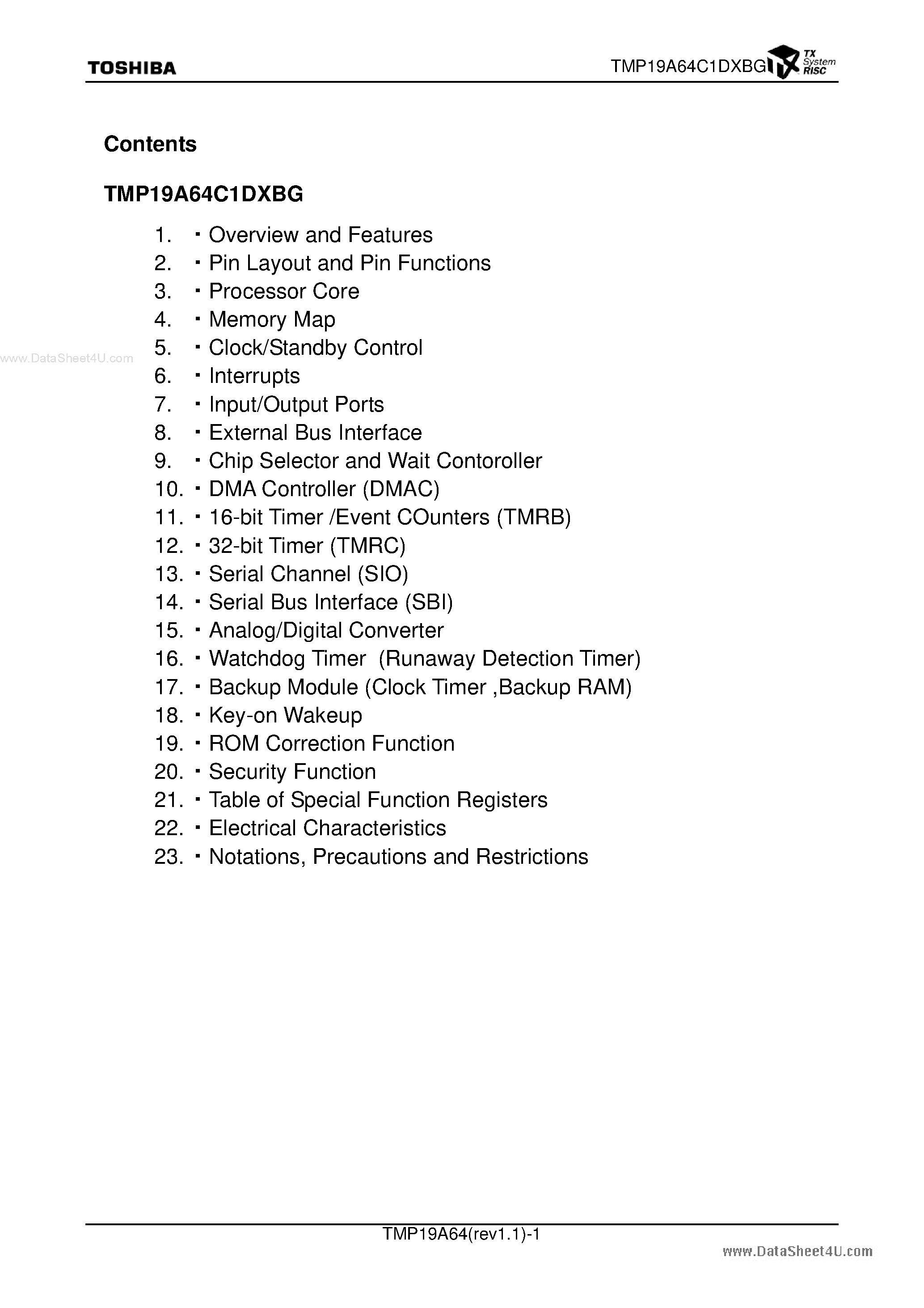 Даташит TMP19A64C1DXBG - 32-bit RISC Microprocessor страница 2