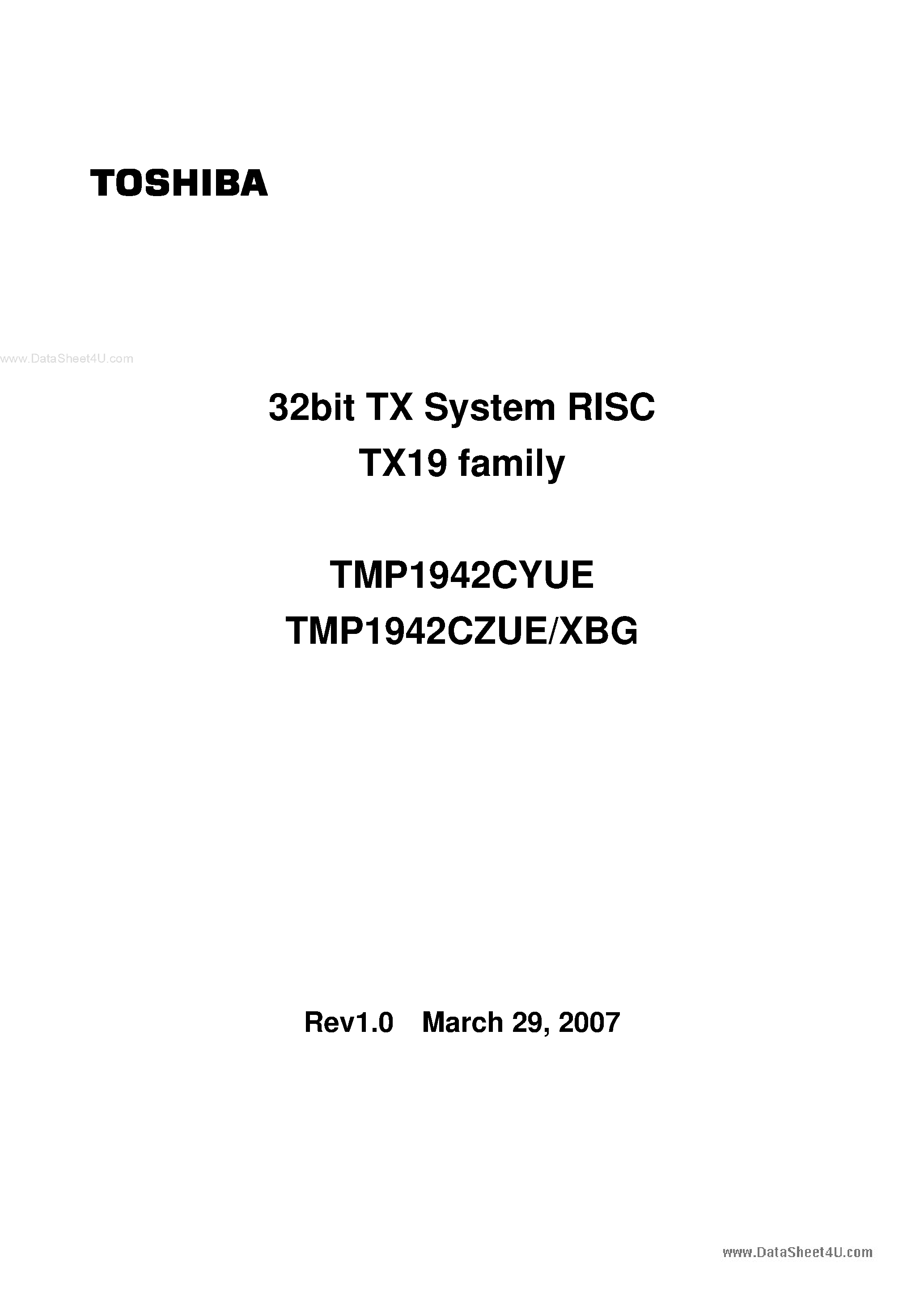 Даташит TMP1942CYUE - 32bit TX System RISC страница 1