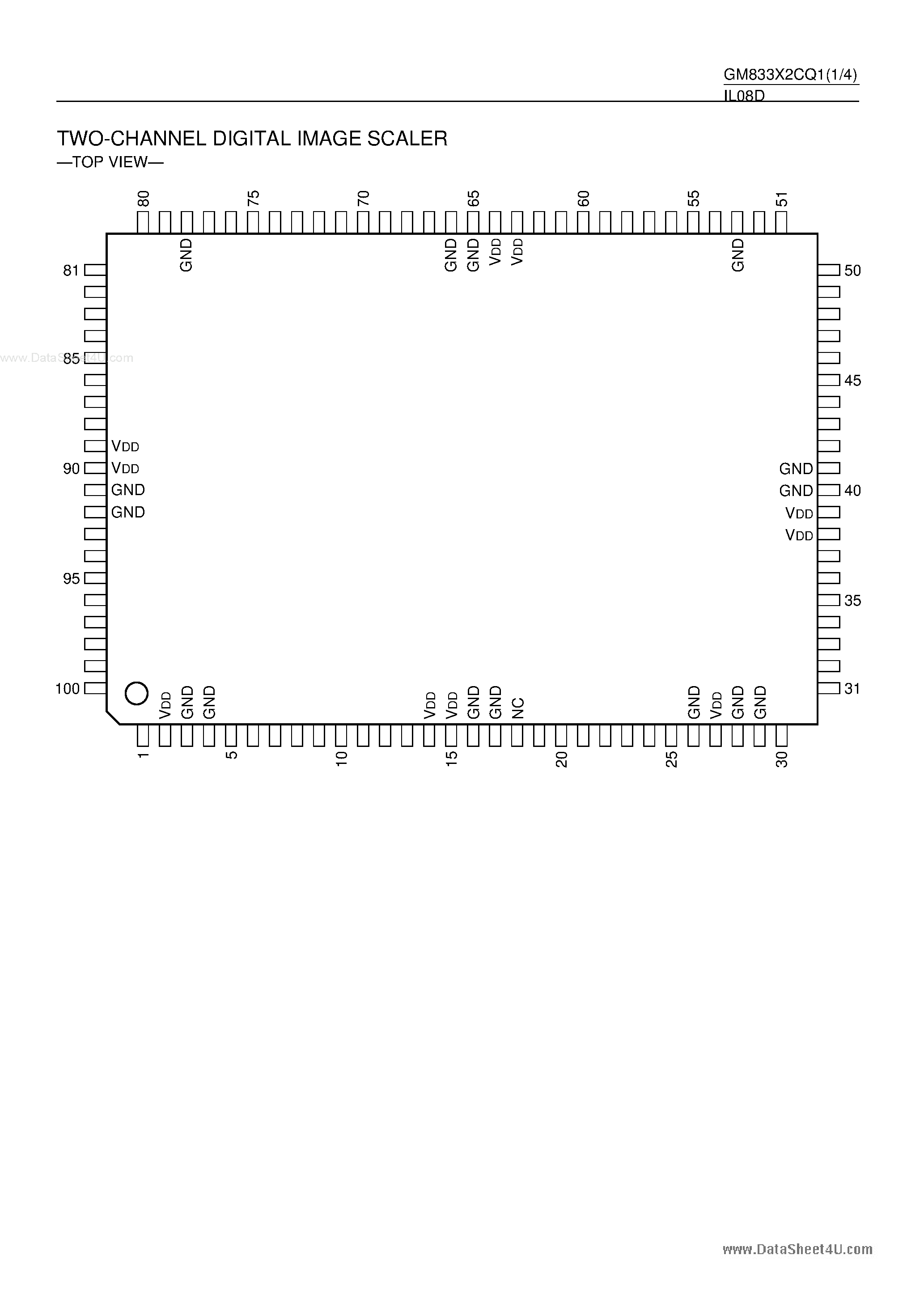 Даташит на микросхему GM833X2CQ1 страница 1 Даташит GM833X2CQ1 - 2-Channel Digital Image Scaler страница 1
