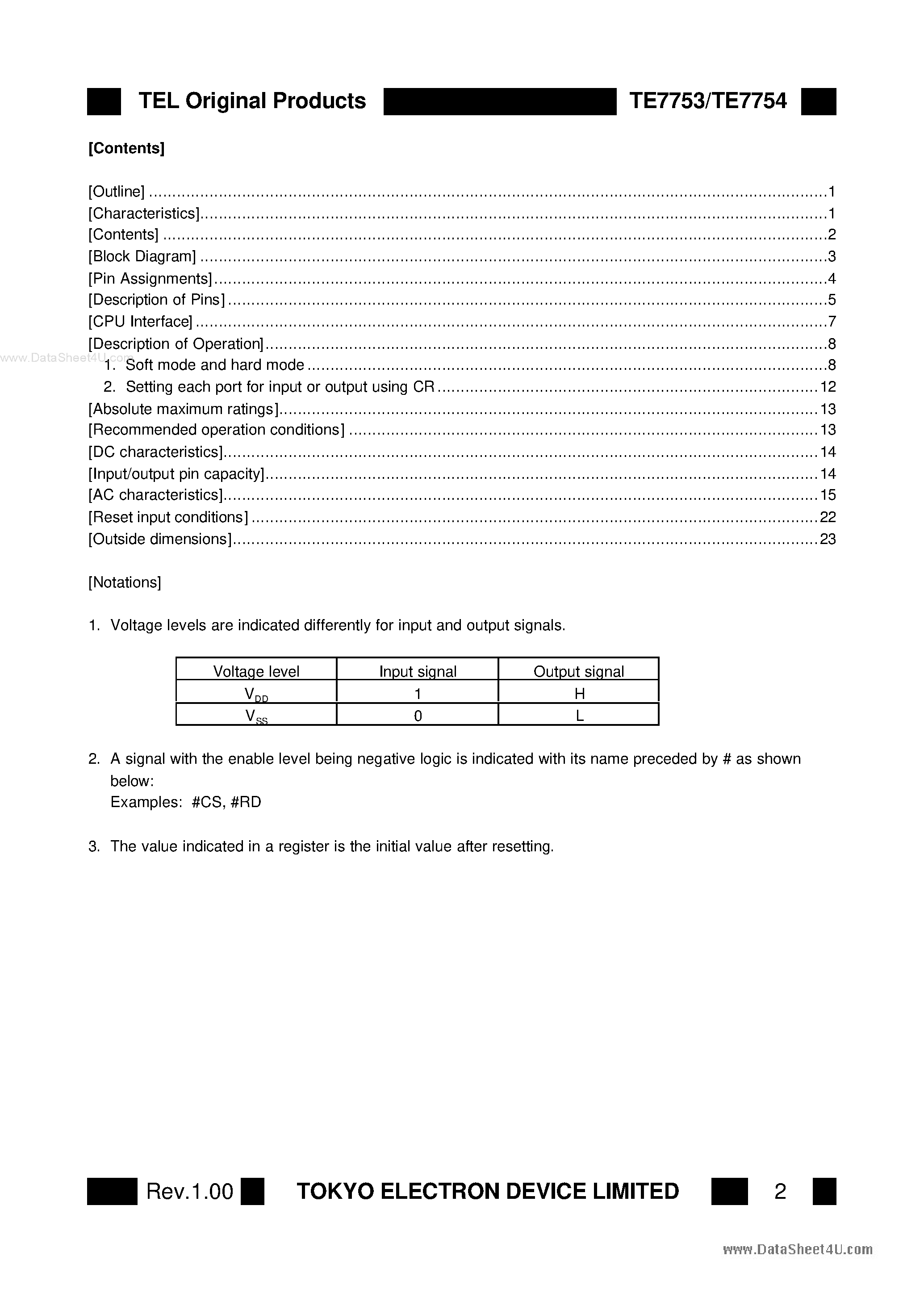 Datasheet TE7753 - (TE7753 / TE7754) Super I/O Expander page 2