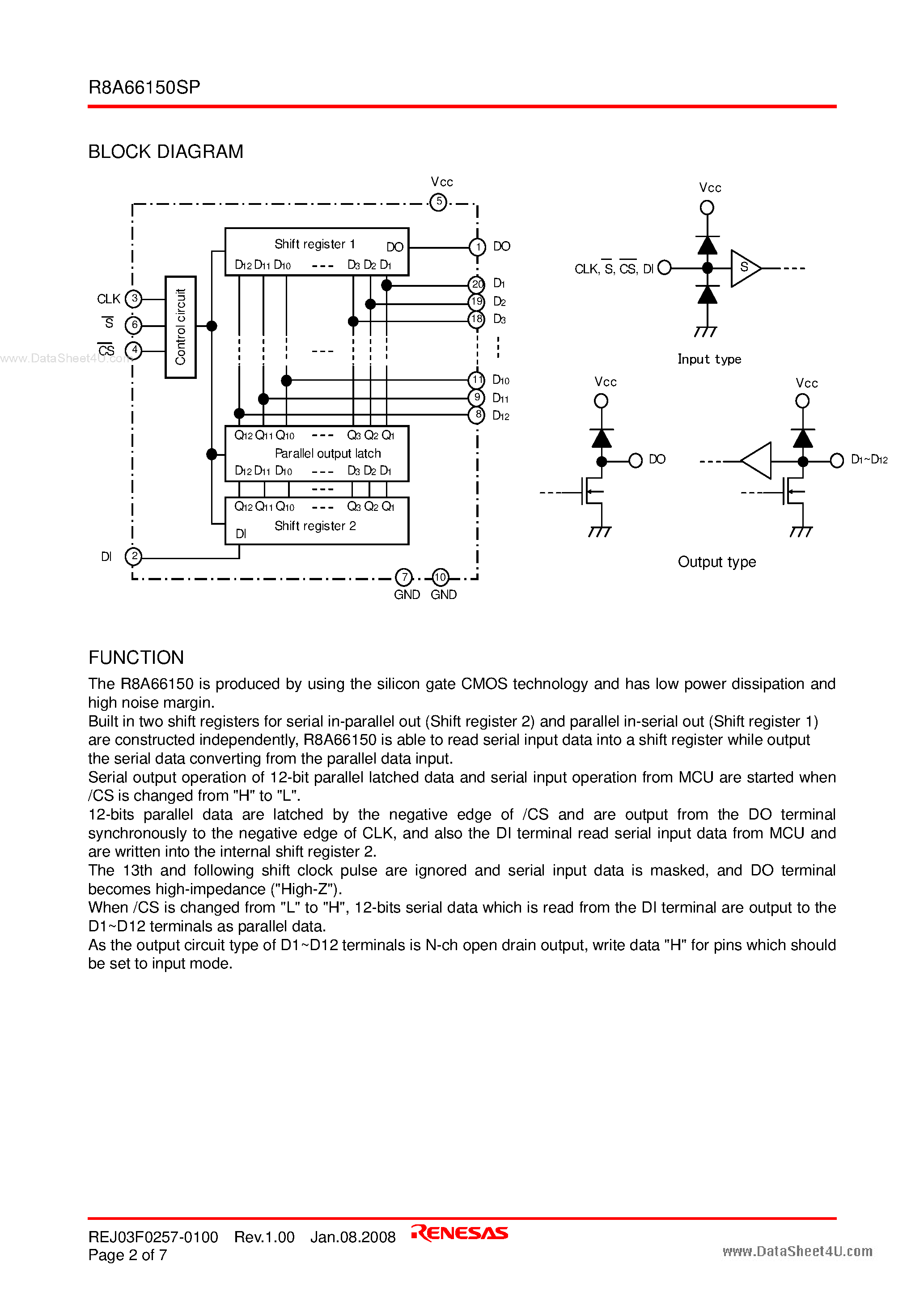 Даташит на микросхему R8A66150SP страница 2 Даташит R8A66150SP - 12-BIT I/O EXPANDER страница 2