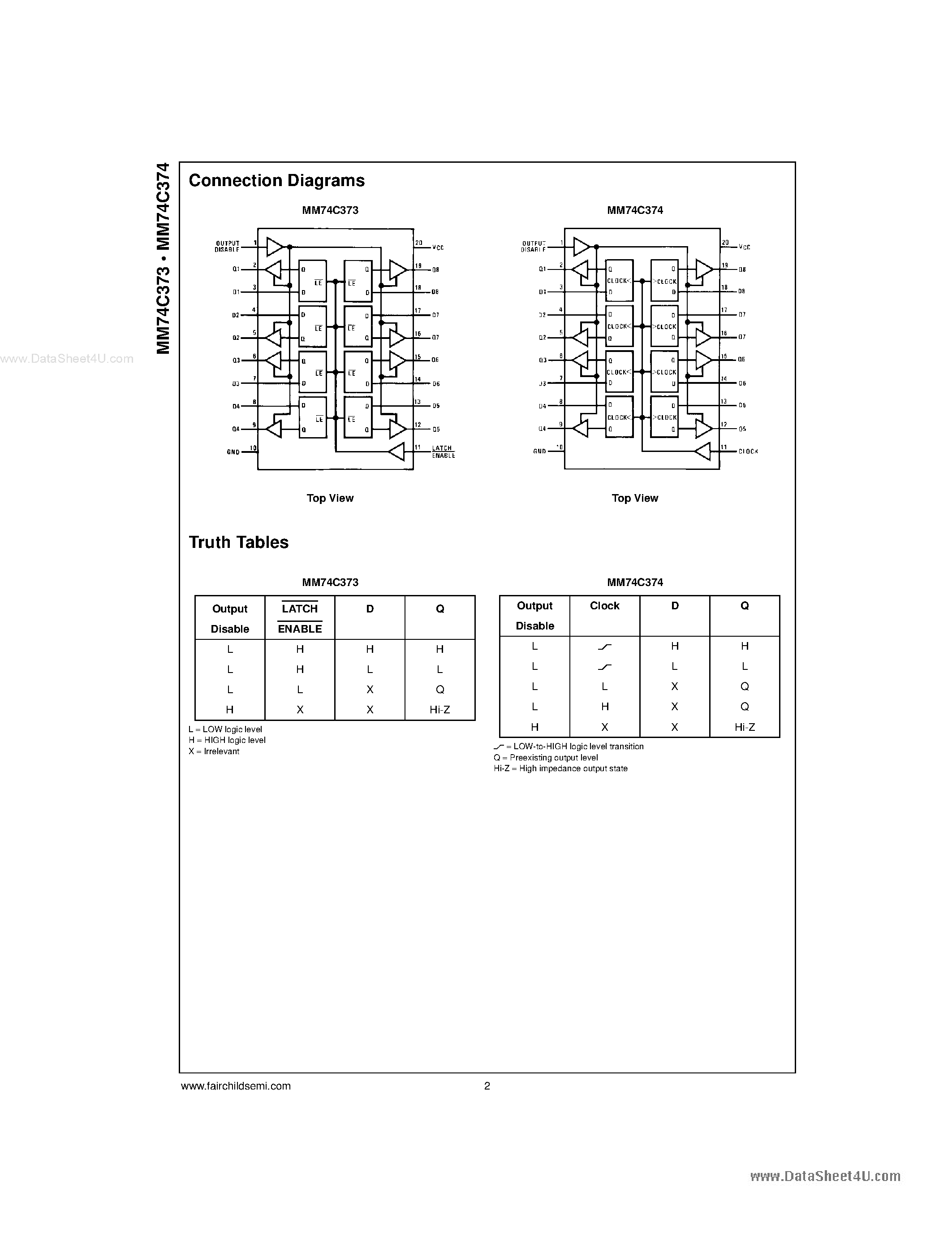 Datasheet 74C374 page 2 Datasheet 74C374 - 3-STATE Octal D-Type Flip-Flop page 2