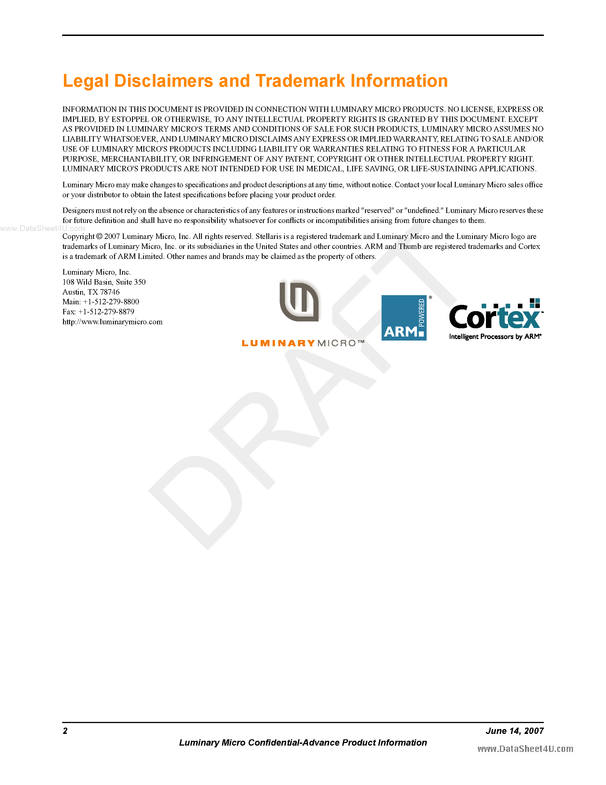 Даташит на микросхему LM3S1150 страница 2 Даташит LM3S1150 - Microcontroller страница 2