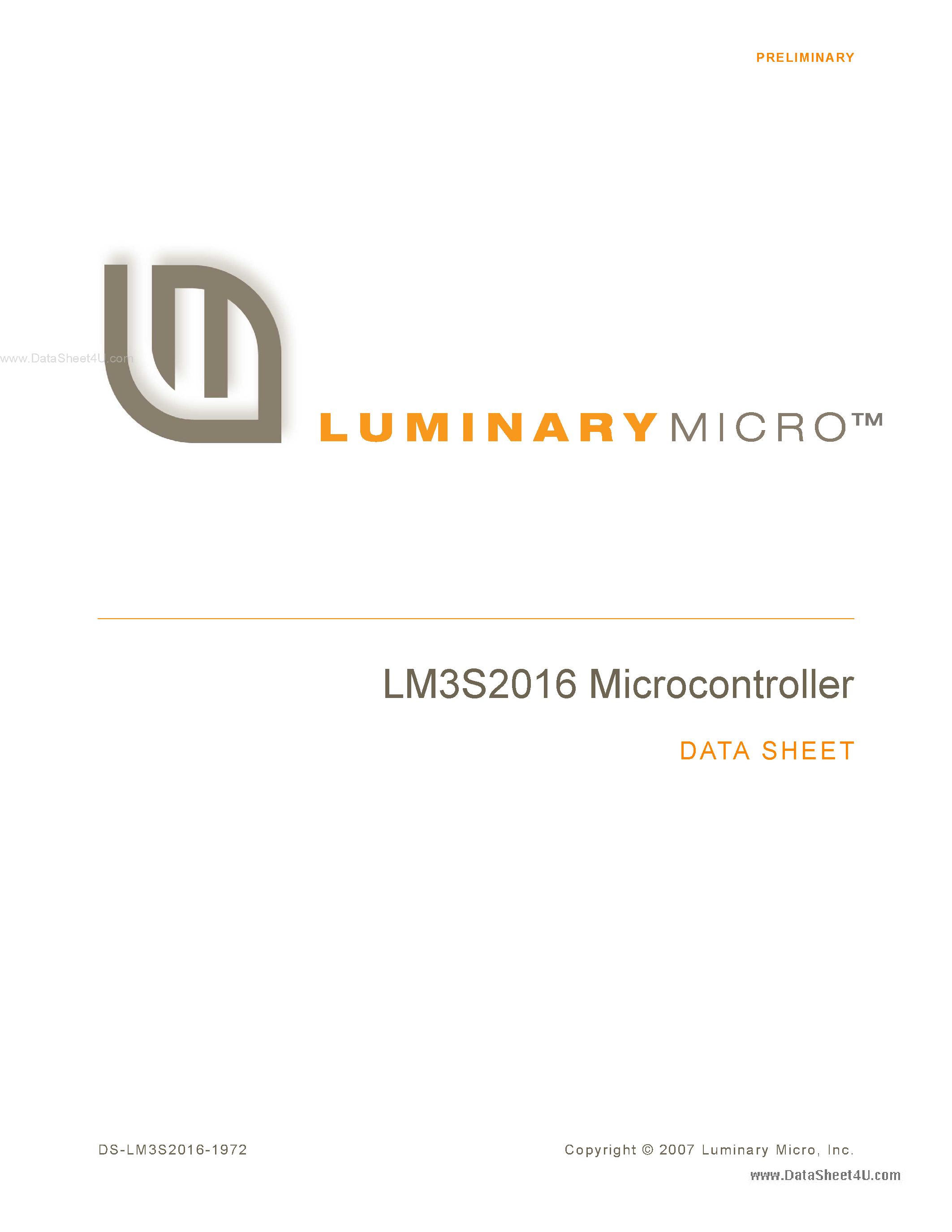 Даташит LM3S2016 - Microcontroller страница 1