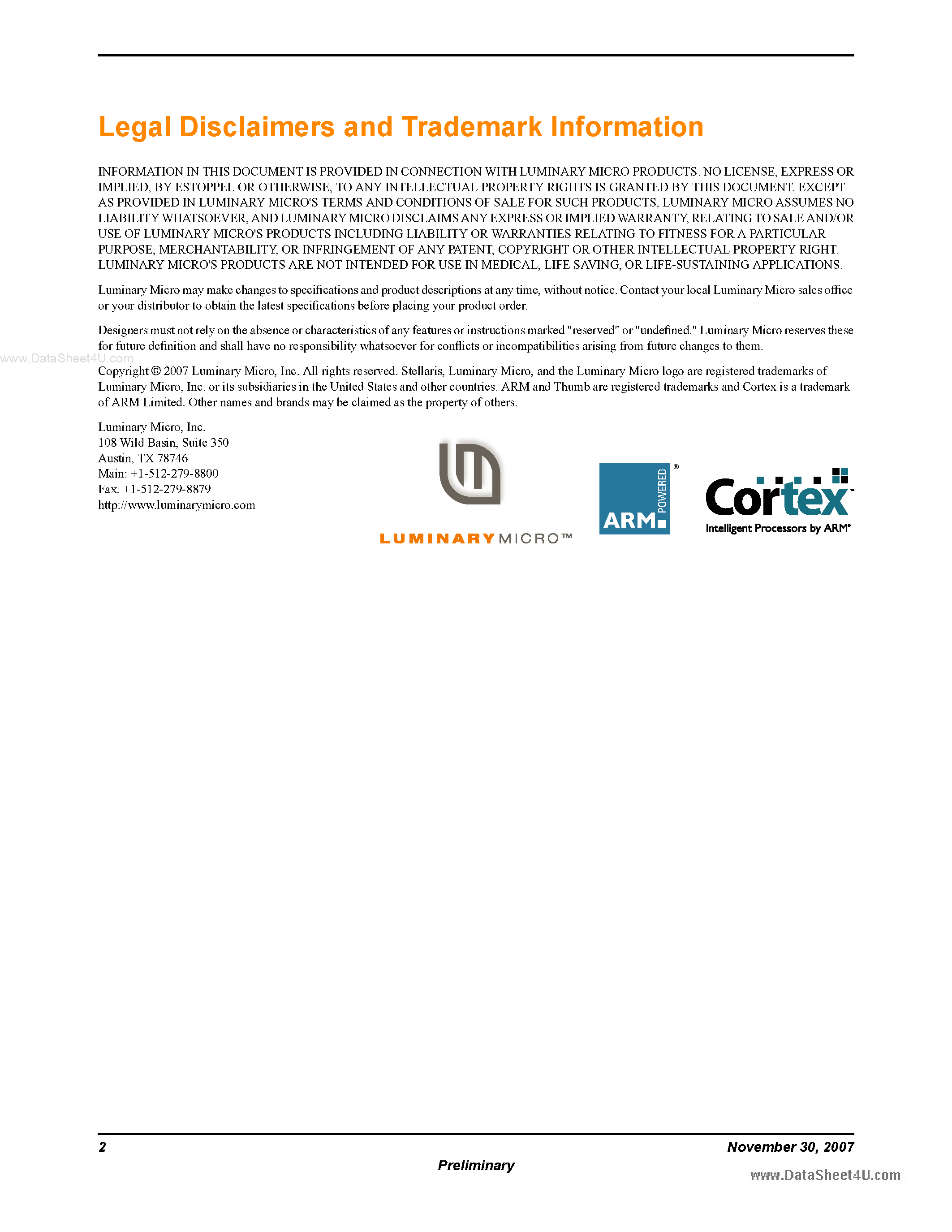 Даташит LM3S2016 - Microcontroller страница 2