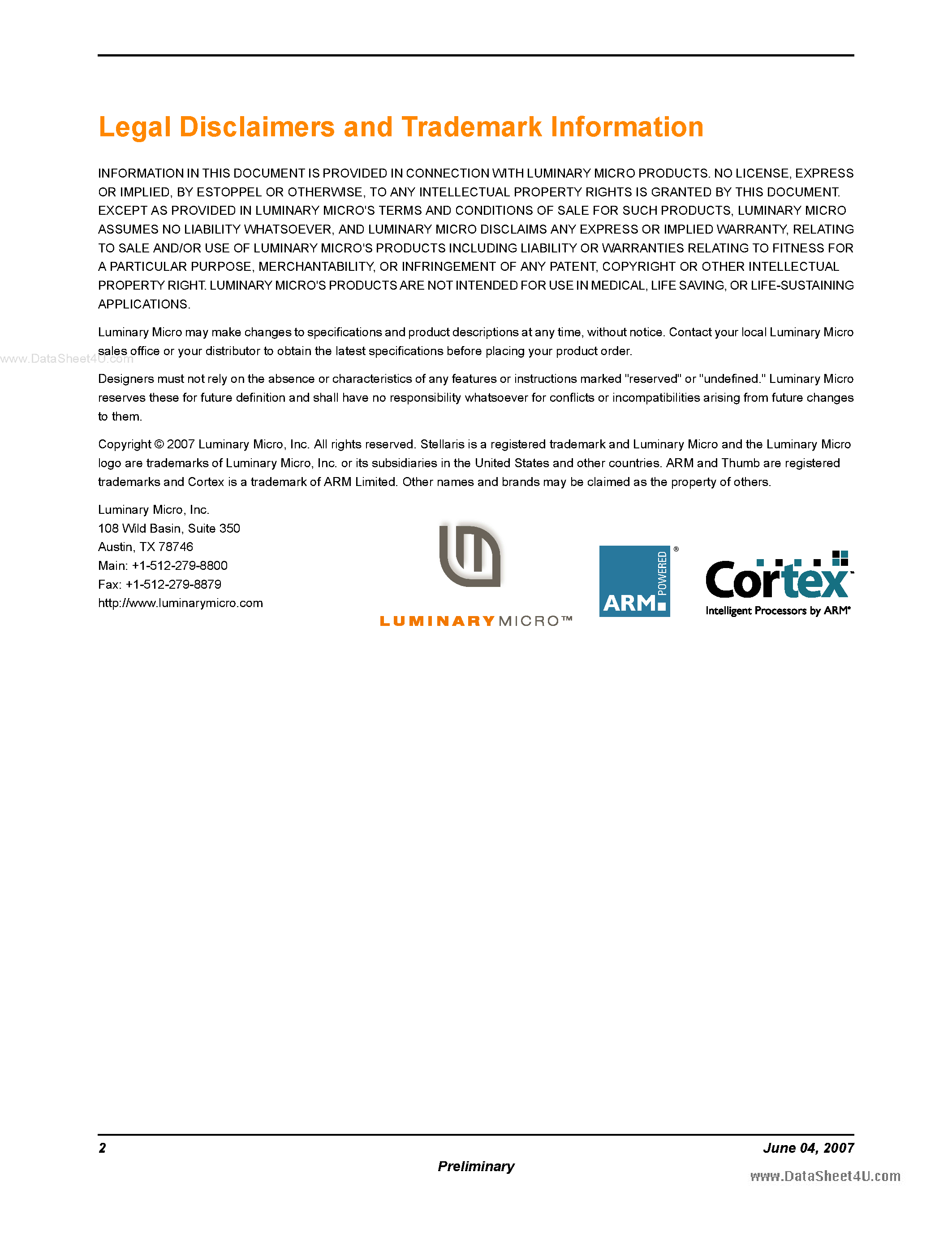 Даташит LM3S2739 - Microcontroller страница 2