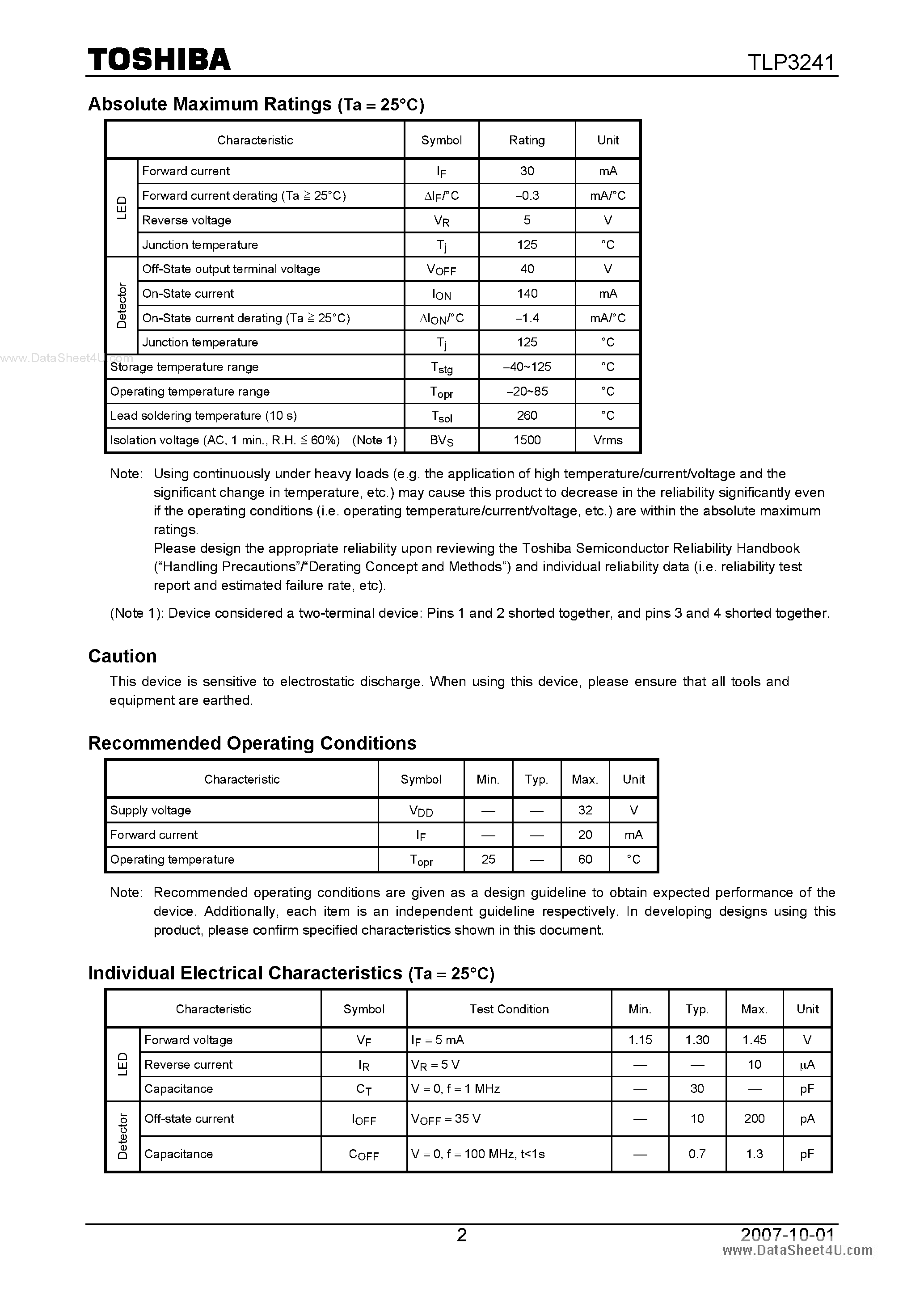 Datasheet TLP3241 - Logic IC Testers / Memory Testers page 2