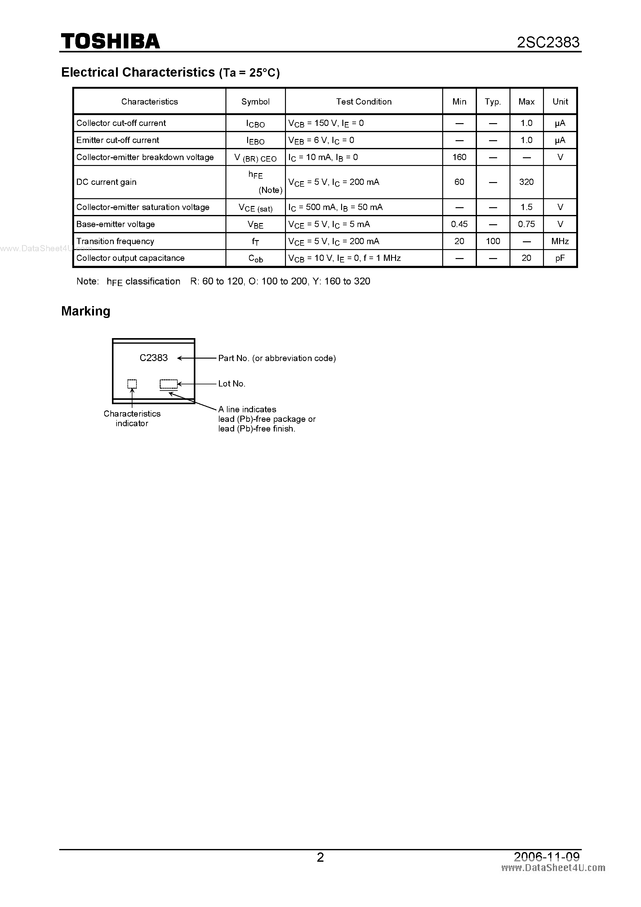 Datasheet C2383 - Search -----> 2SC2383 page 2