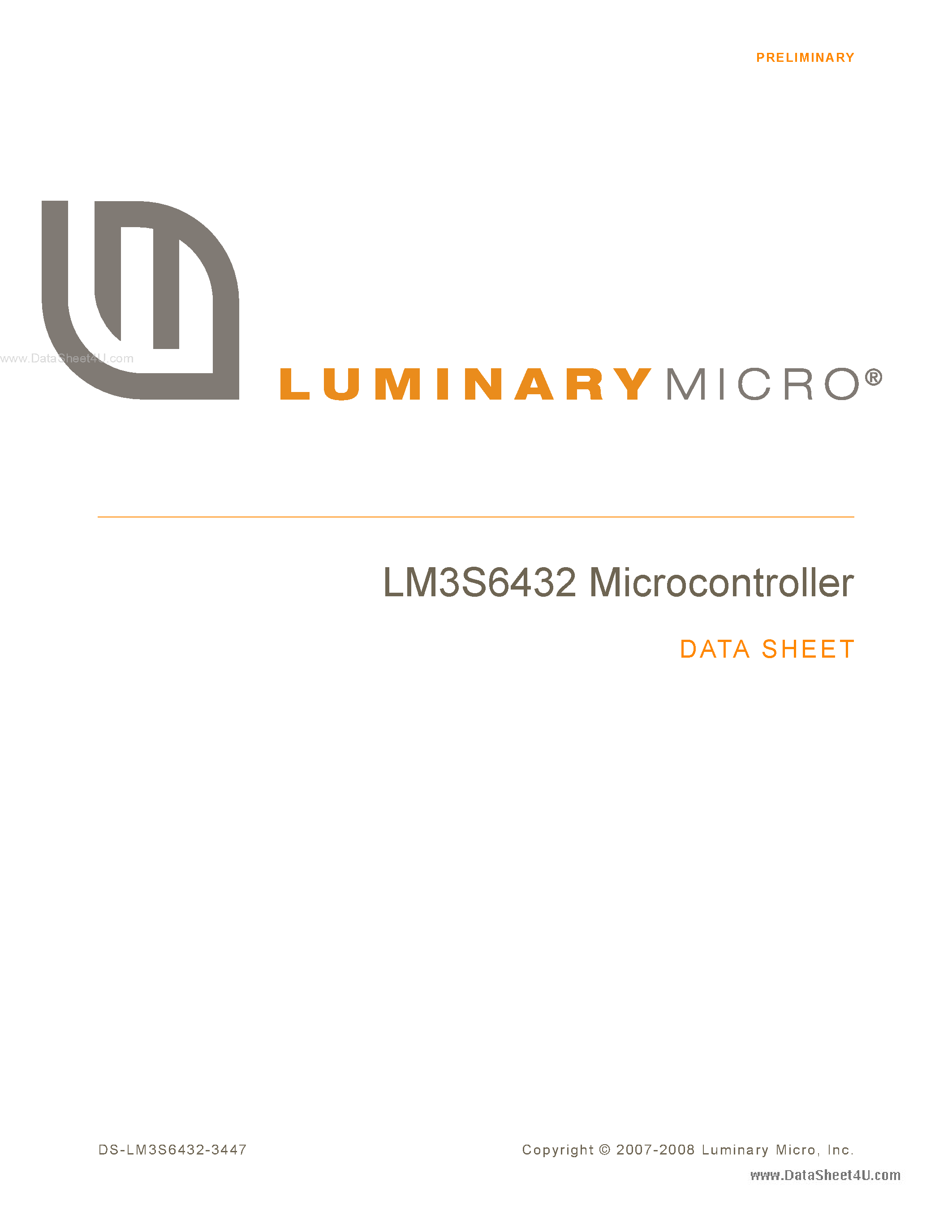 Даташит на микросхему LM3S6432 страница 1 Даташит LM3S6432 - Microcontroller страница 1