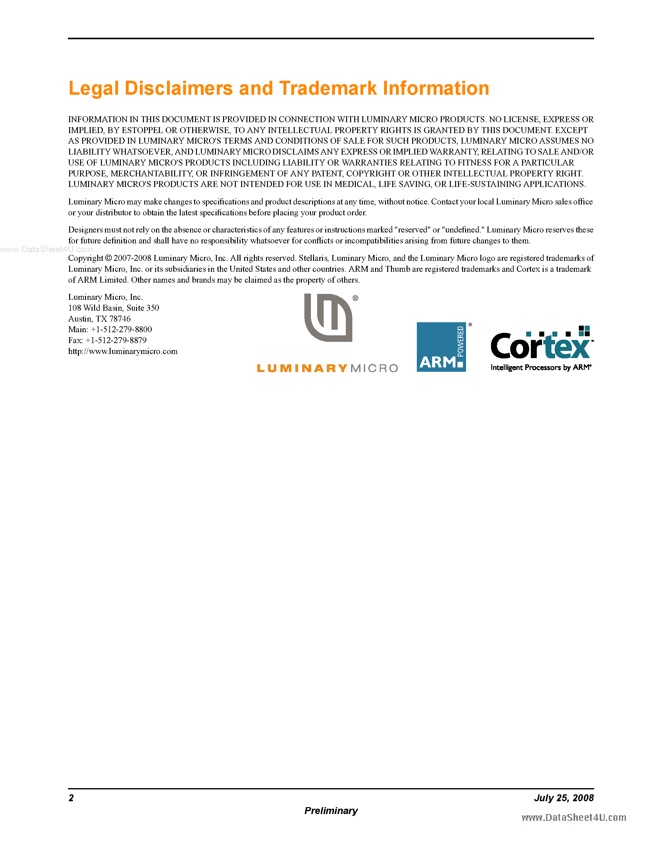 Даташит на микросхему LM3S6432 страница 2 Даташит LM3S6432 - Microcontroller страница 2