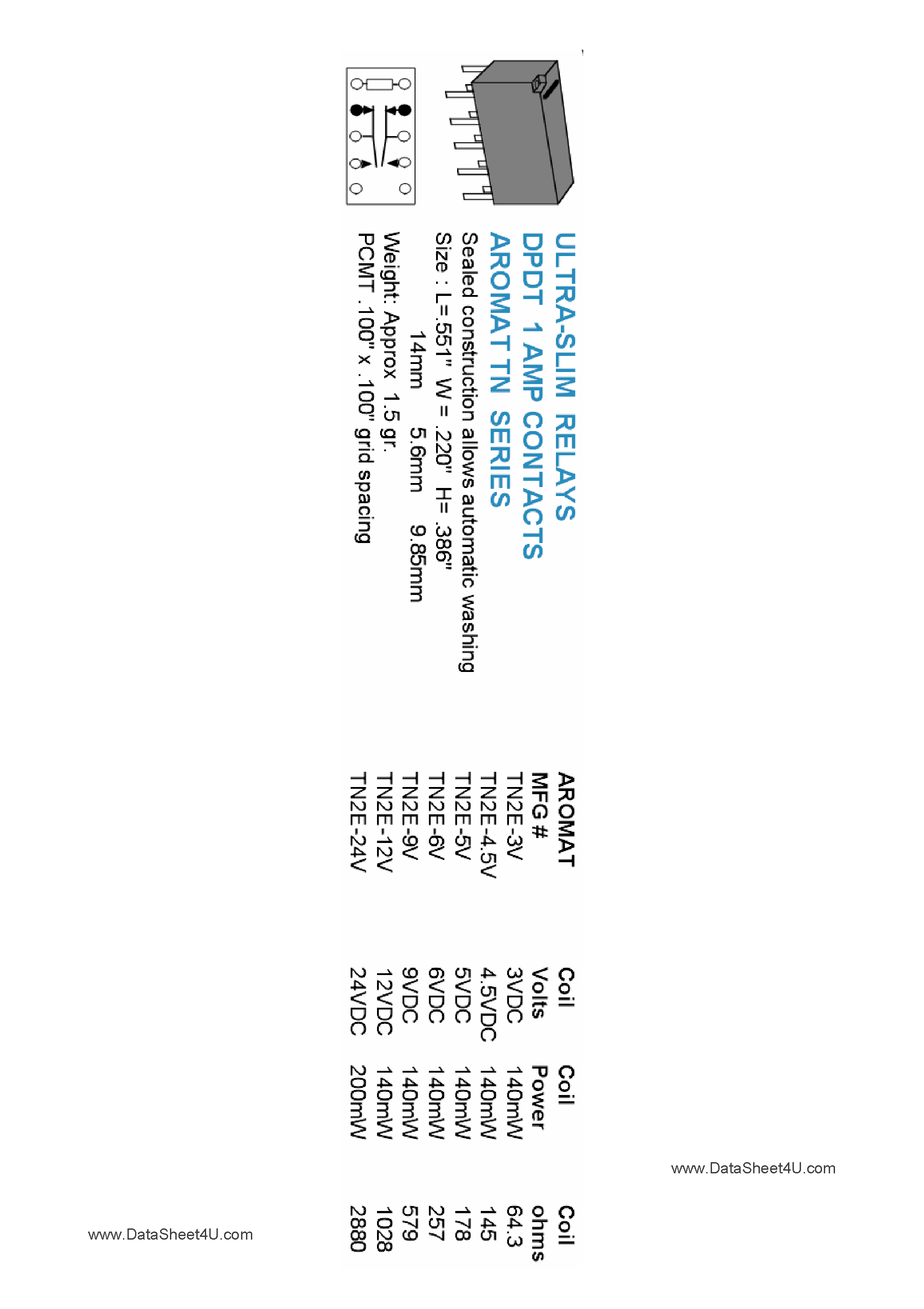 Datasheet TN2E-12V - Relays page 1