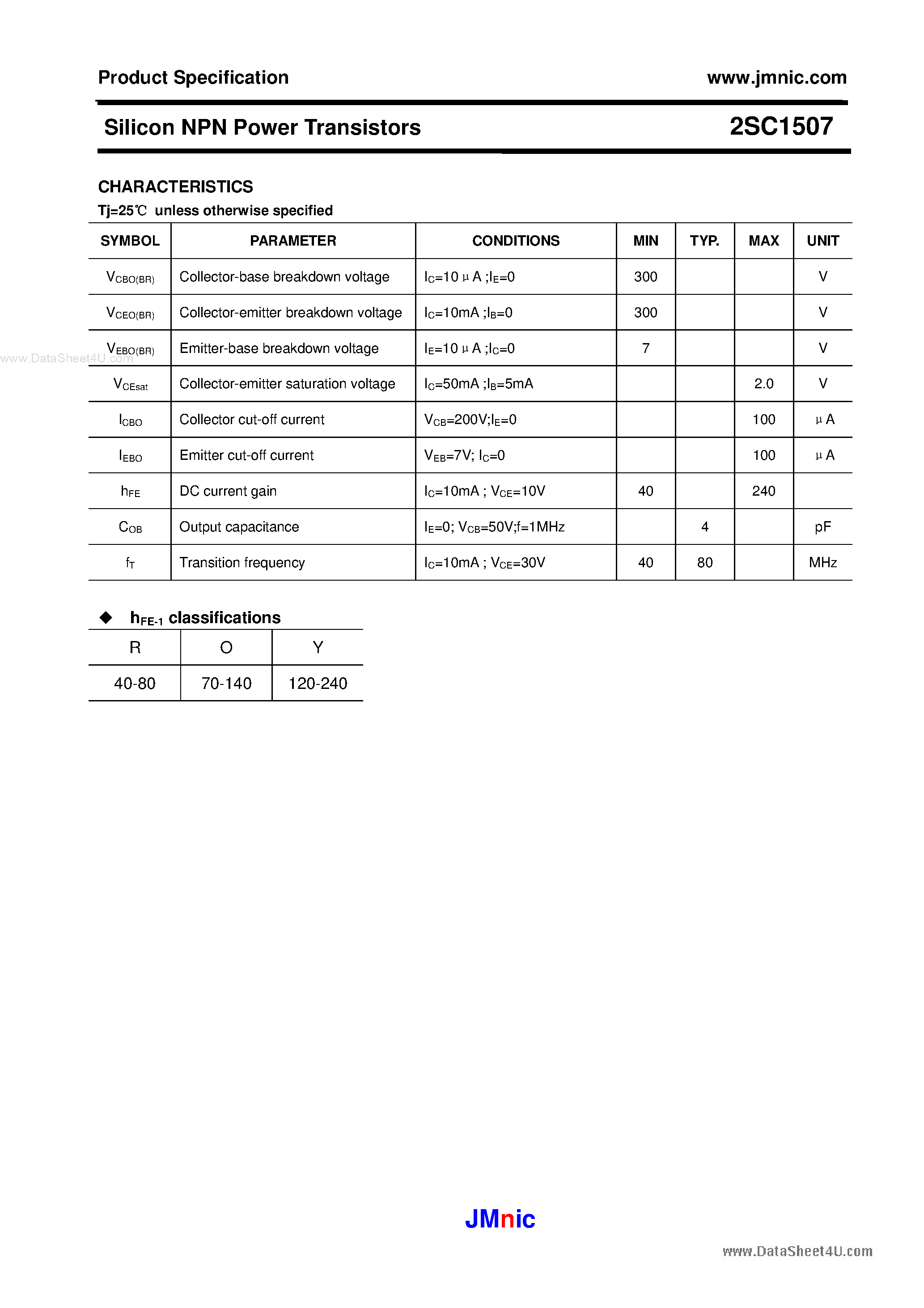 Datasheet 2SC1507 - Silicon NPN Power Transistors page 2